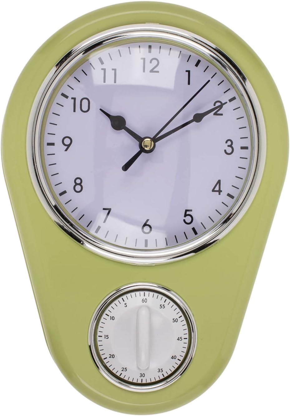 Detalle de Retro Küchen-Wanduhr TIME mit 60-Minuten Küchentimer – Rot