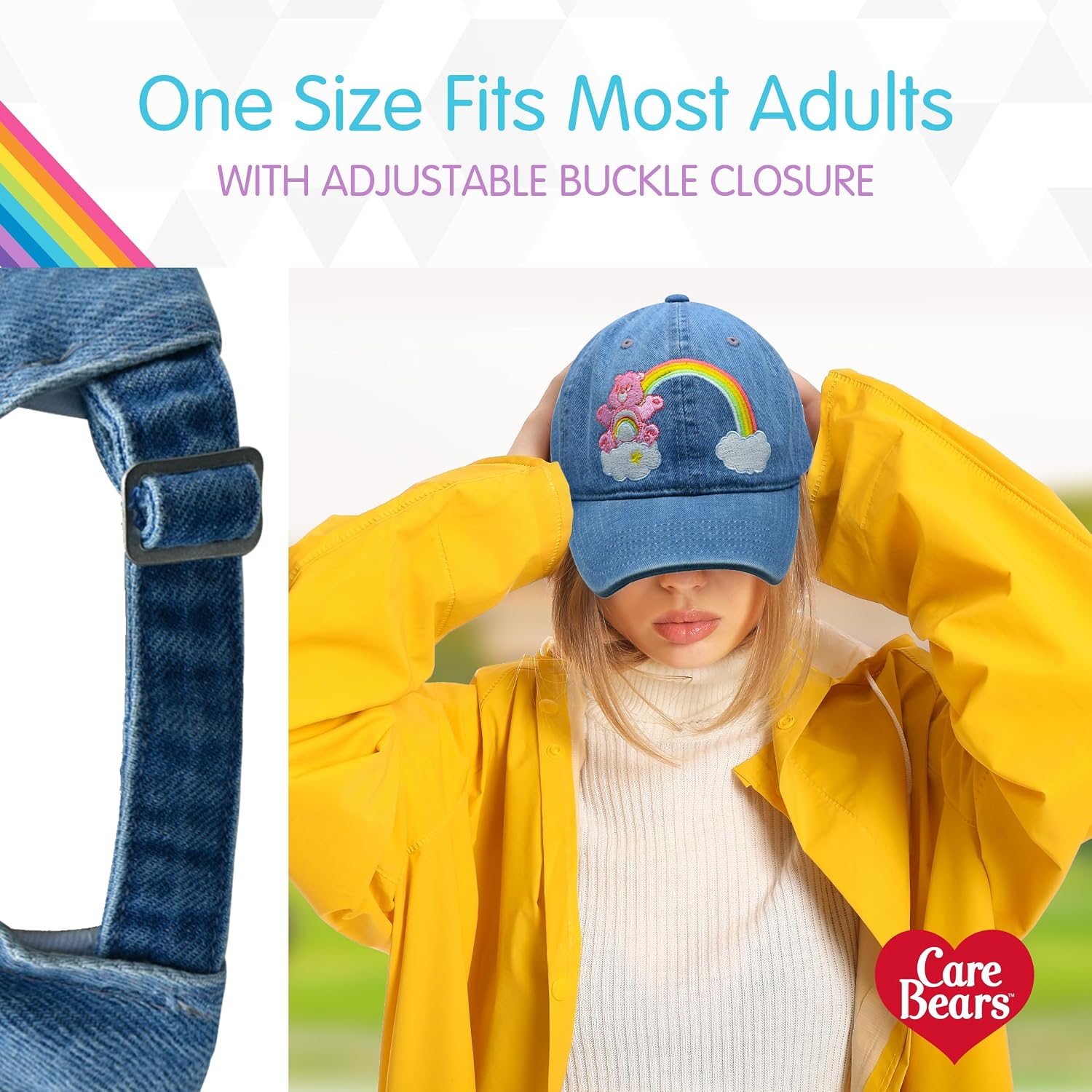 Detalle de Concept One Care Bears Dad Hat – Dream on, casquette baseball adulte bleu clair, brim courbe, taille unique