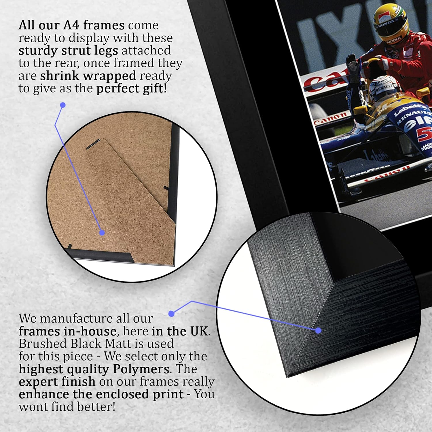 Thumbnail 6 de HWC Trading FR A4 Nigel Mansell & Ayrton Senna Formula 1 framed signed autograph photo (A4)