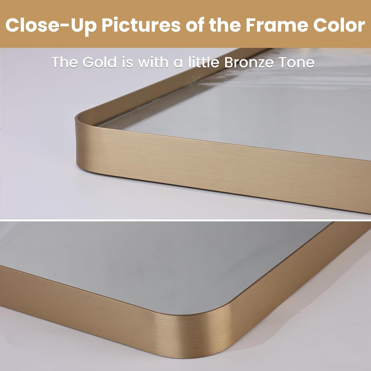 Thumbnail 2 de LOAAO 28”x36” Gold Bathroom Mirror with Rounded Rectangle Frame
