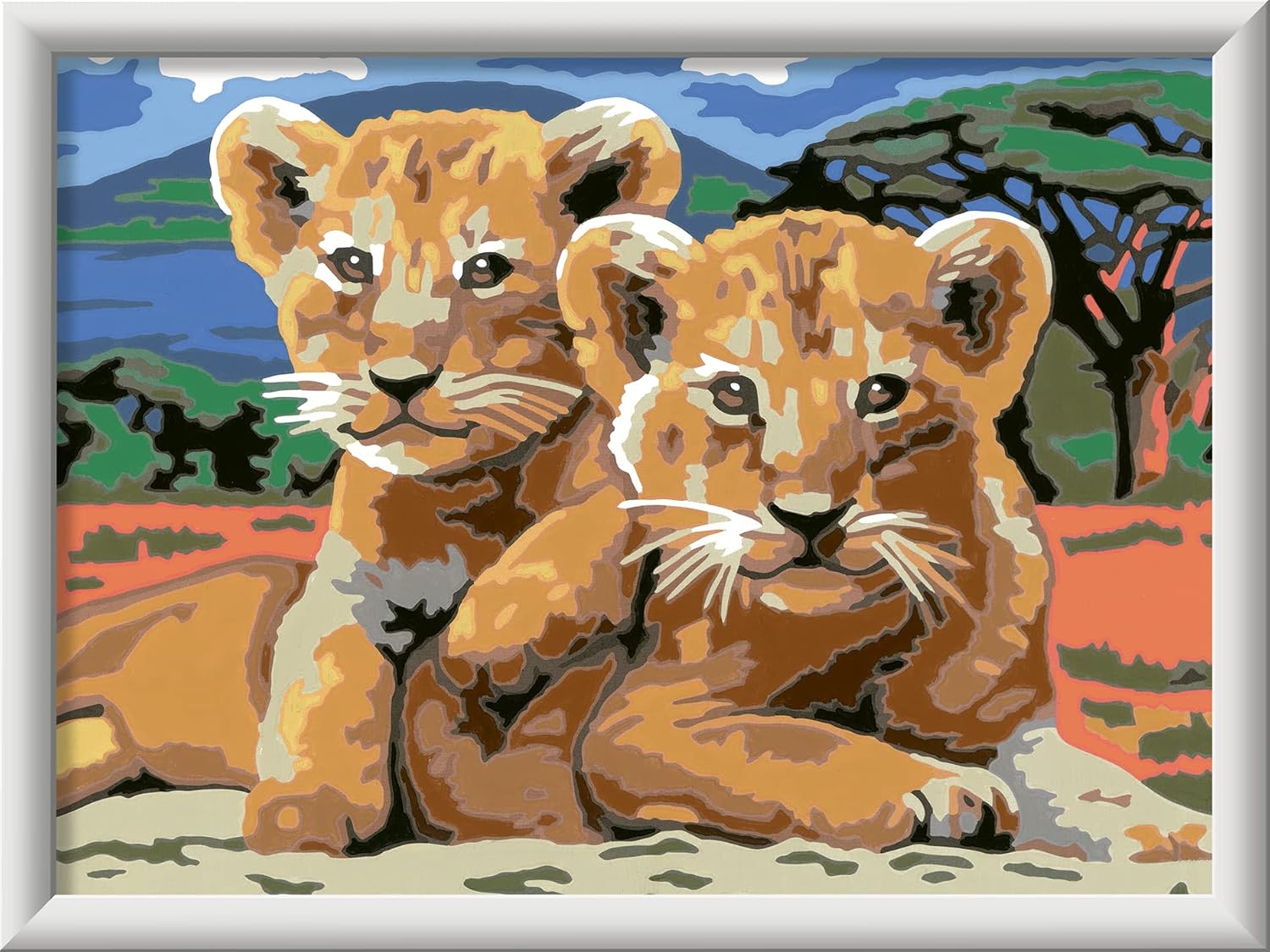 Detalle de Ravensburger Creart Cuccioli di leone – Dipingi per bambini 18x24 cm 🎨