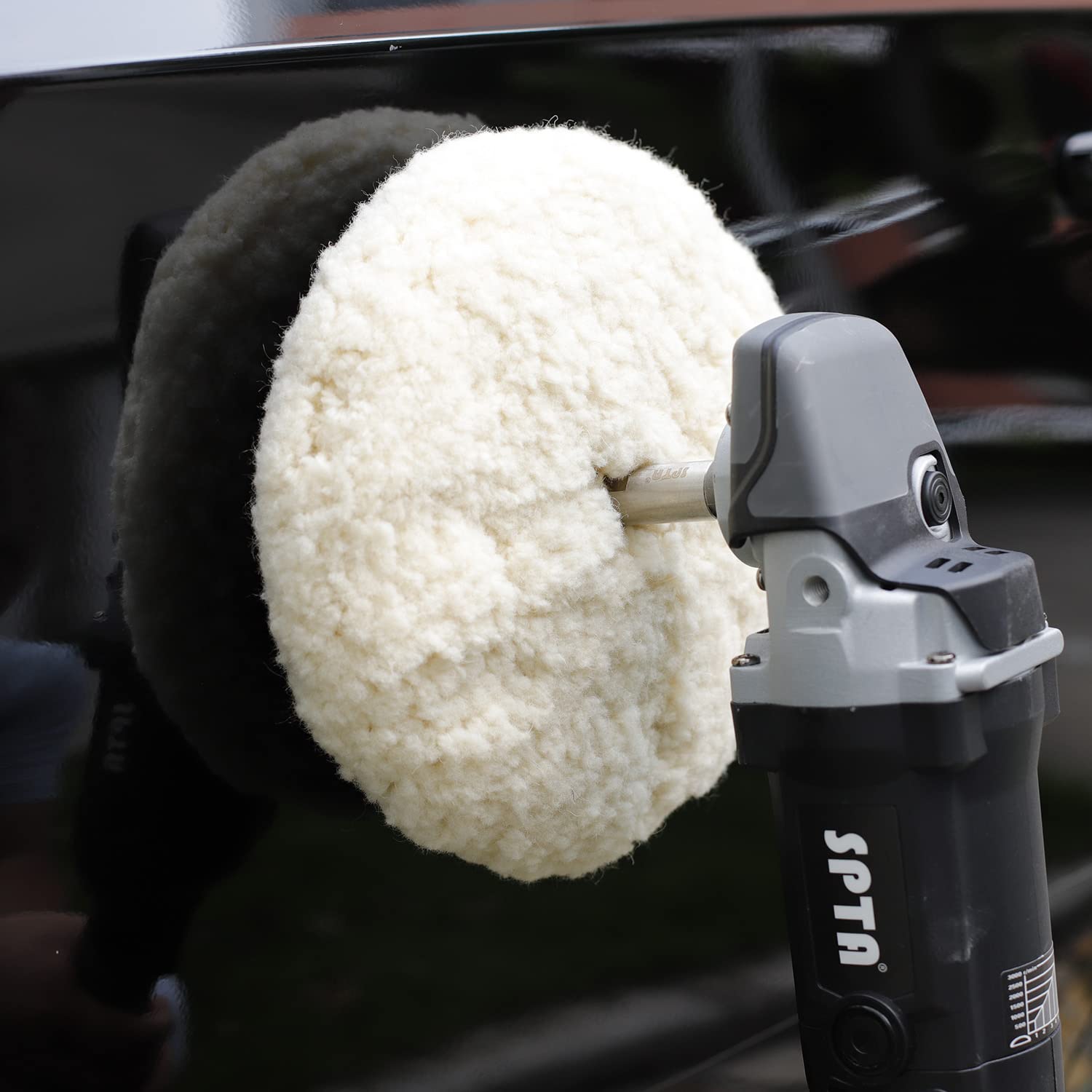 Thumbnail 6 de SPTA 8" (200mm) Double-Sided 100% Natural Wool Buffing Pad with 5/8-11 Thread