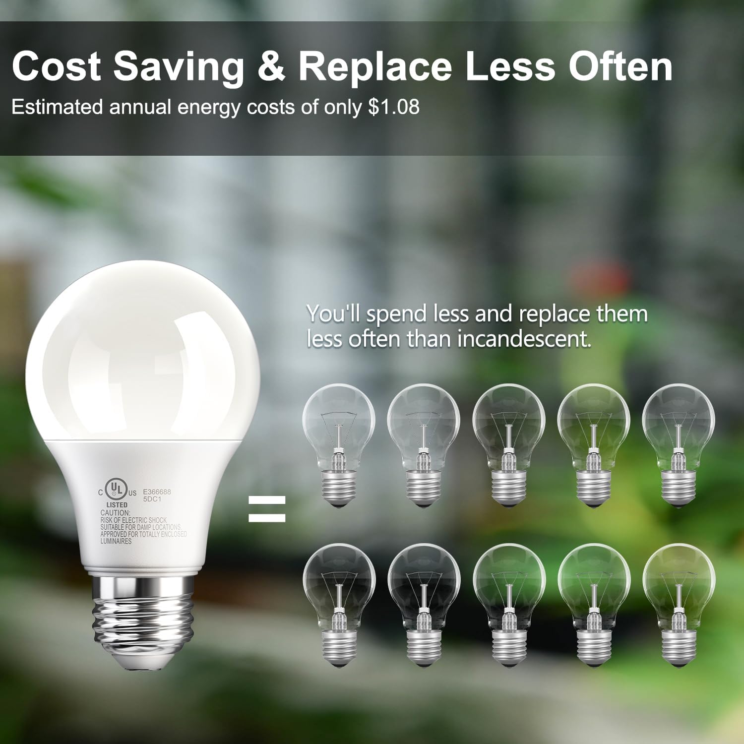 Detalle de TJOY 6 Pack A19 LED Light Bulbs 2700K Soft White, 60W Equivalent, E26 Base