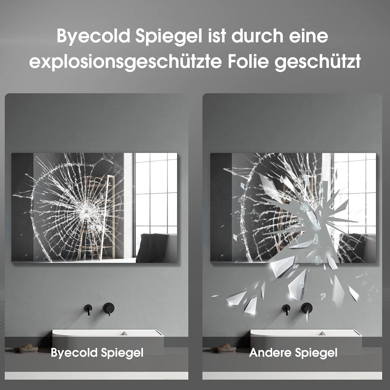 Detalle de byecold Specchio da bagno rettangolare moderno 80 x 60 cm