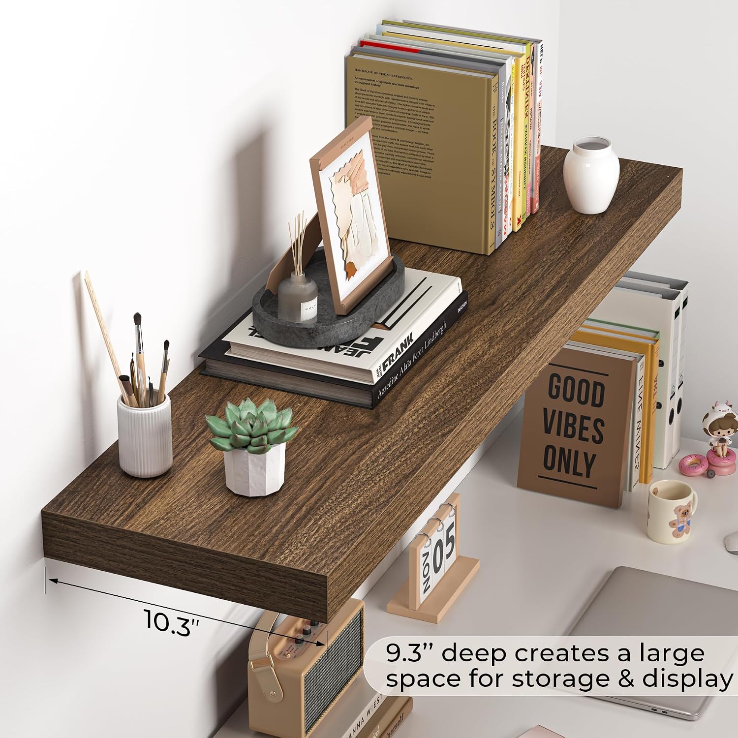 Thumbnail 5 de Fun Memories Floating Shelf 36" x 10.3" Walnut