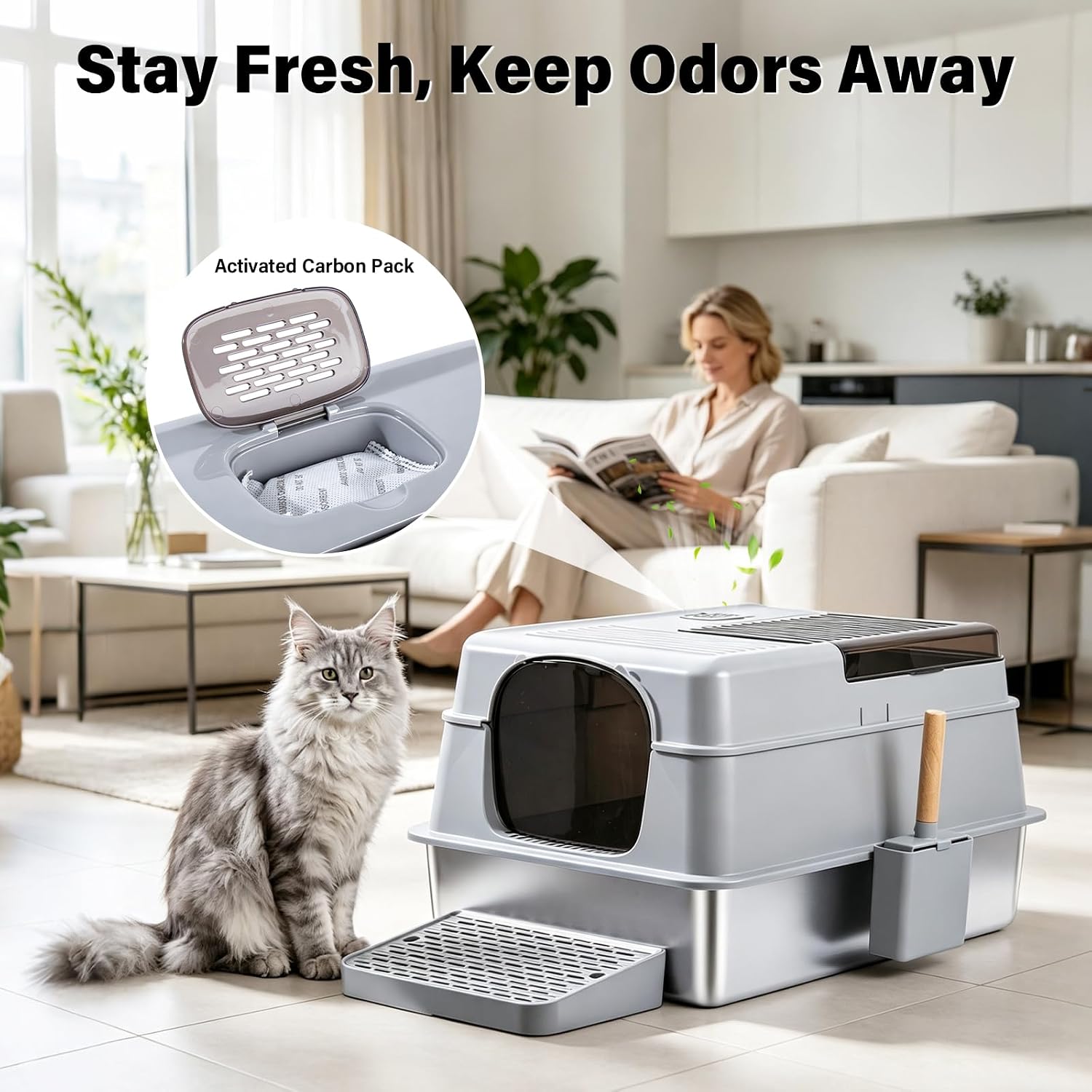 Thumbnail 5 de FUTAM Stainless Steel Litter Box