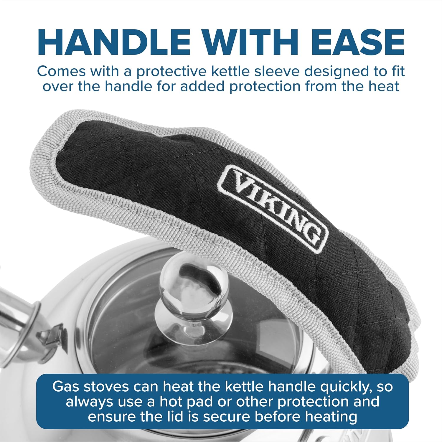 Thumbnail 2 de Viking 3-Ply Stainless Steel Tea Kettle (2.6 Quart) with Tempered Glass Lid, Whistling Spout & Induction Ready