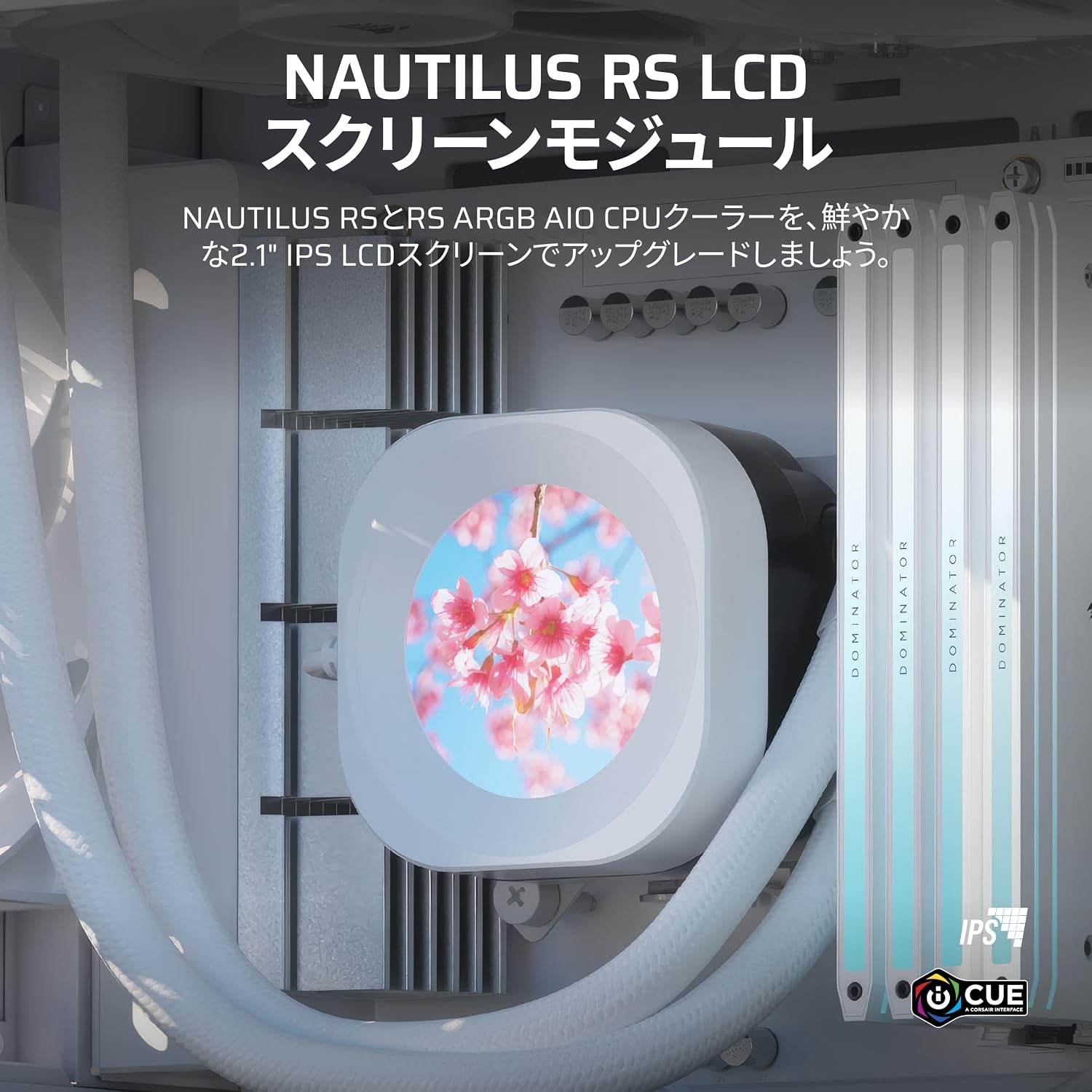 Detalle de CORSAIR NAUTILUS RS LCDモジュール CW-9061030-WW ホワイト、2.1インチIPS・480×480