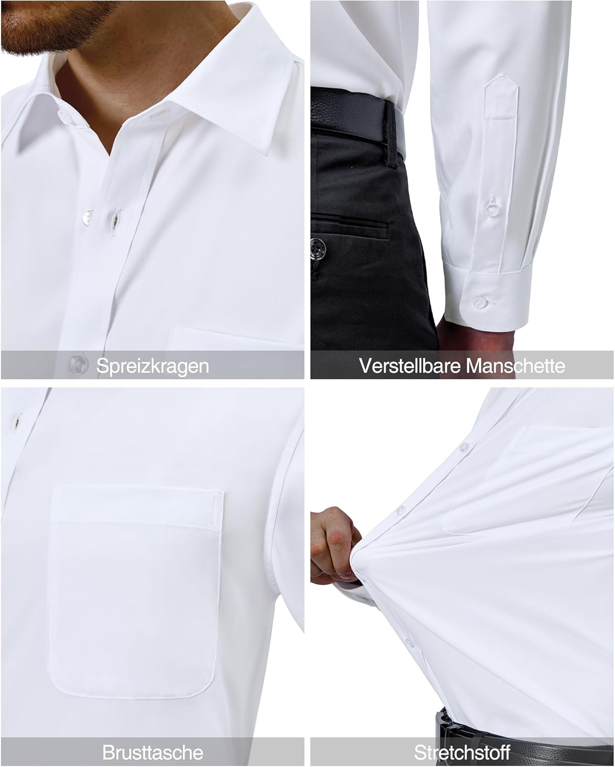 Detalle 2 de J.VER Hemd Herren Langarm Regular Fit Knitterfrei đ