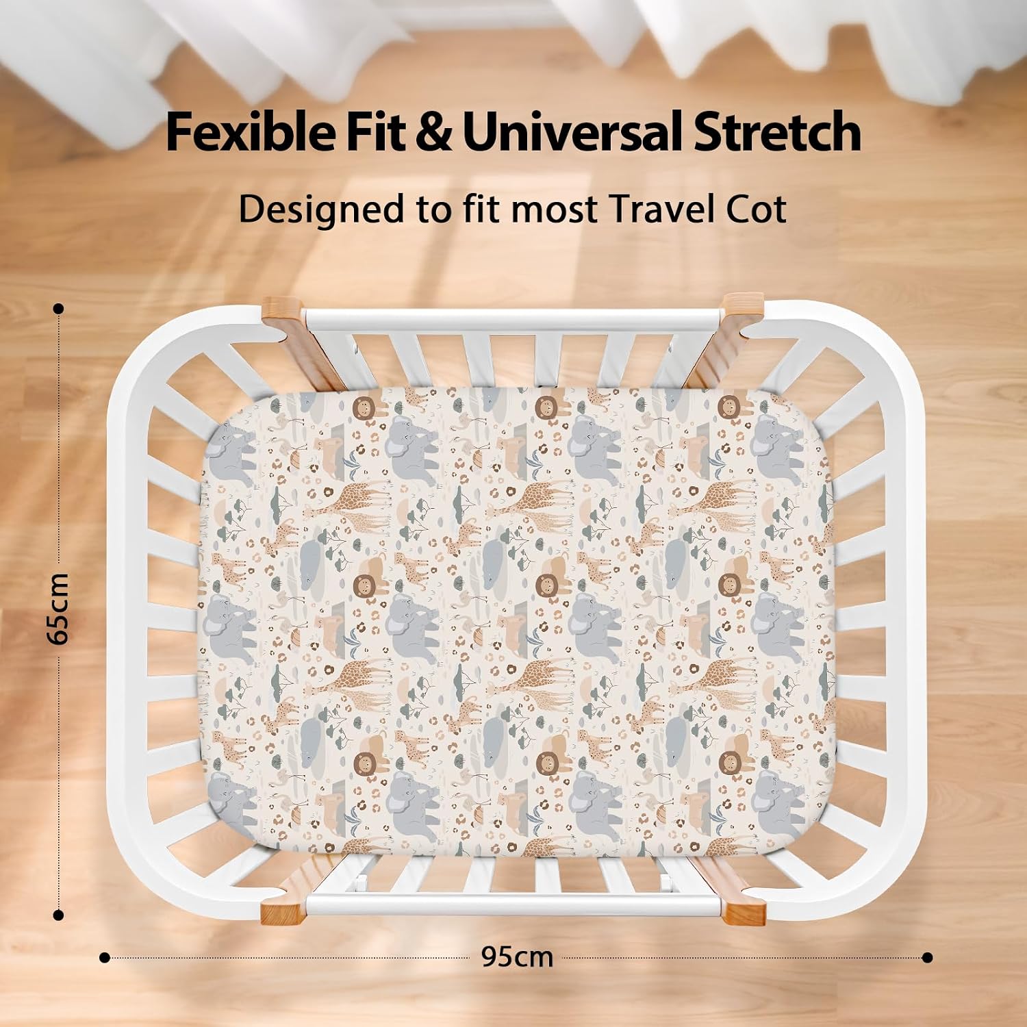 Thumbnail 3 de Unnivoll Travel Cot Sheets 95 x 65 cm fitted pack