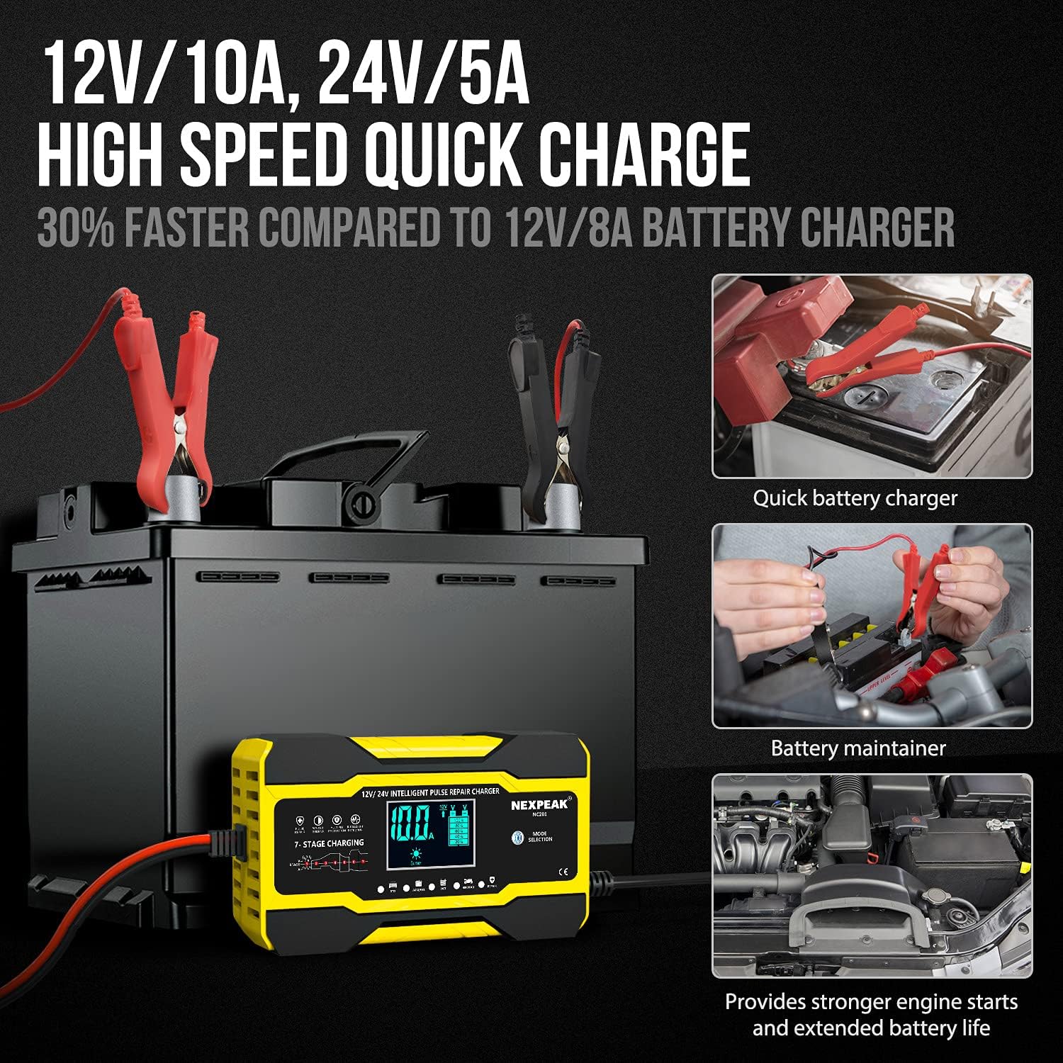 Detalle 2 de 10-Amp Smart Battery Charger 12V/24V ⚡