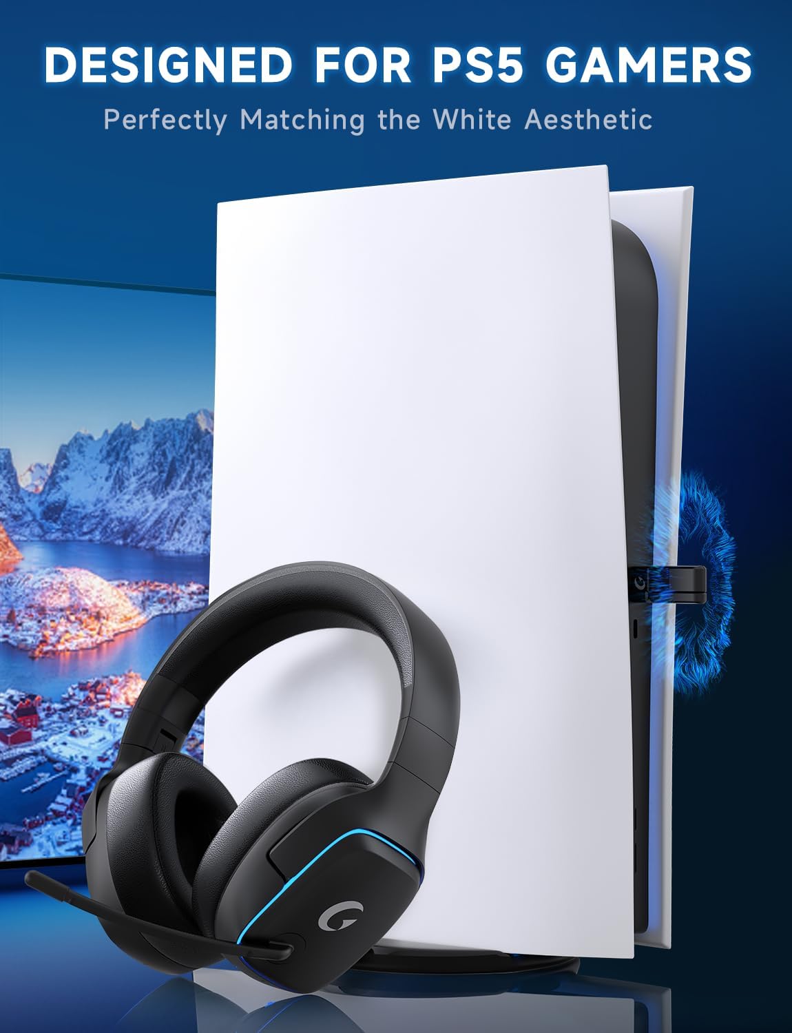 Thumbnail 1 de Gvyugke Wireless Gaming Headset for PS5/PS4/PC/Switch & Bluetooth devices with 2.4GHz, 7.1 and noise-cancelling mic