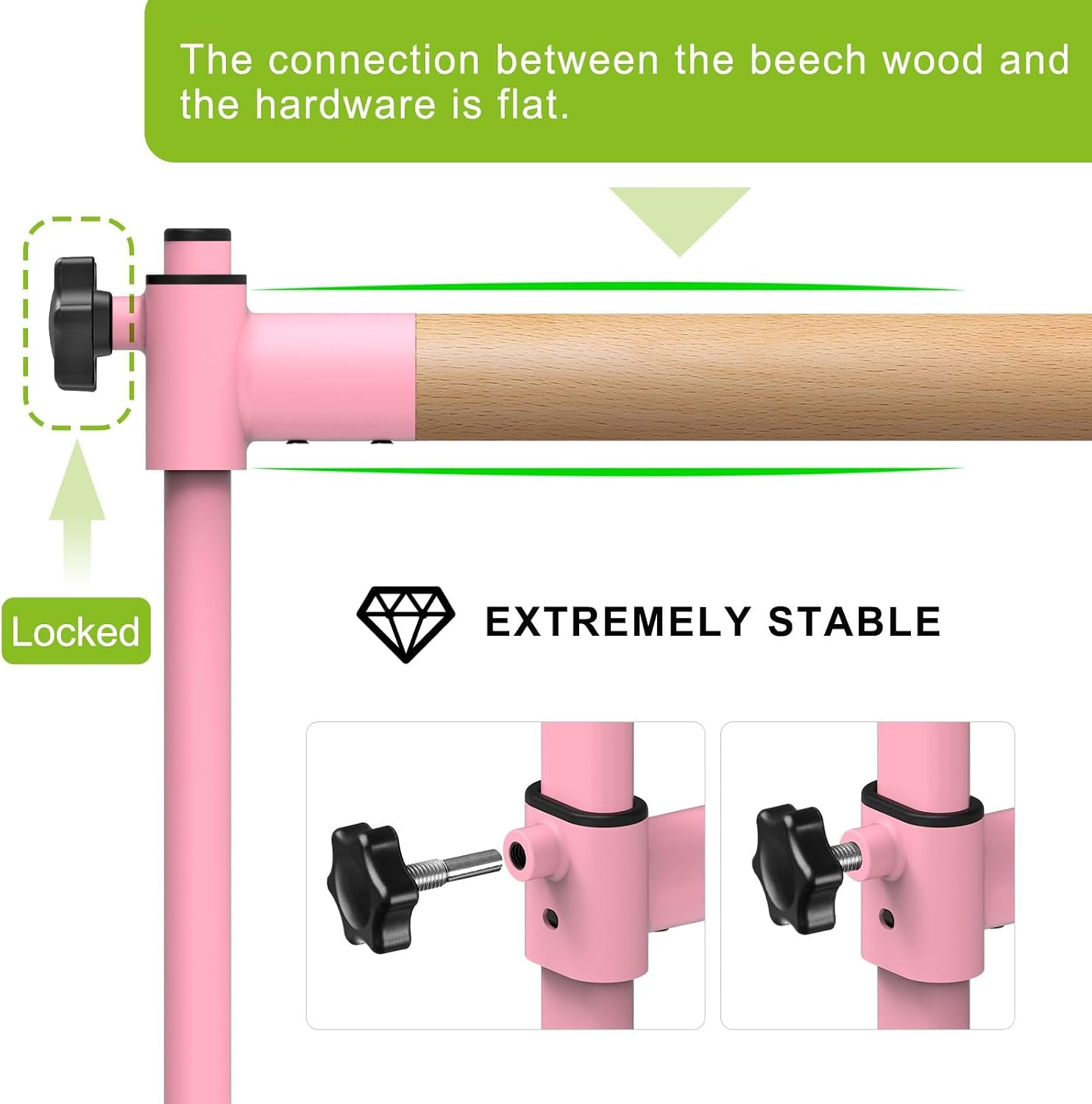 Detalle de BeneLabel Ballet Barre Freestanding: Portable, Height-Adjustable Dance Bar for Home Practice