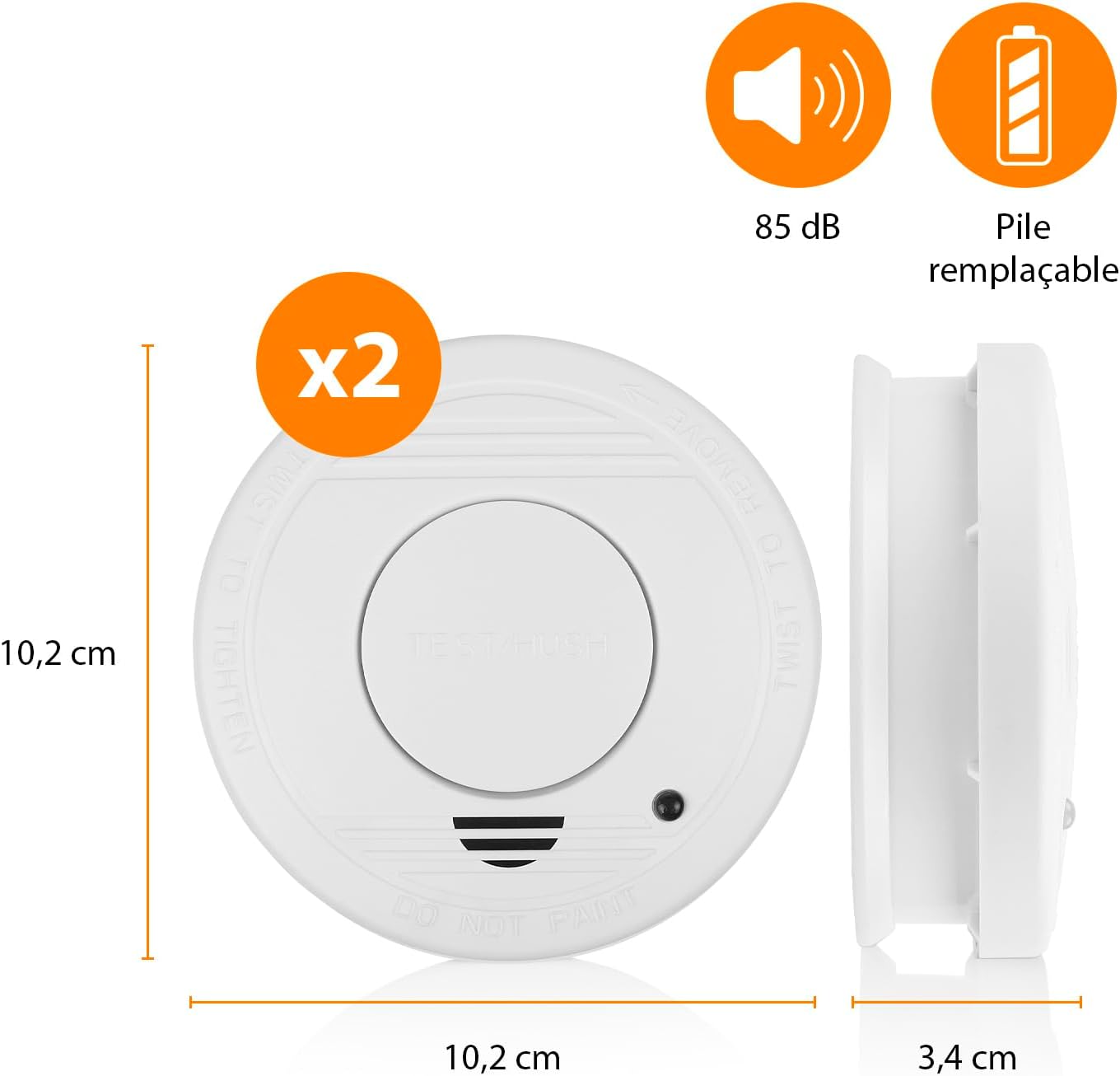 Detalle de Smartwares Lot de 2 détecteurs de fumée – Capteur optique, 10 ans, bouton de test, 85 dB – Référence 10.048.28
