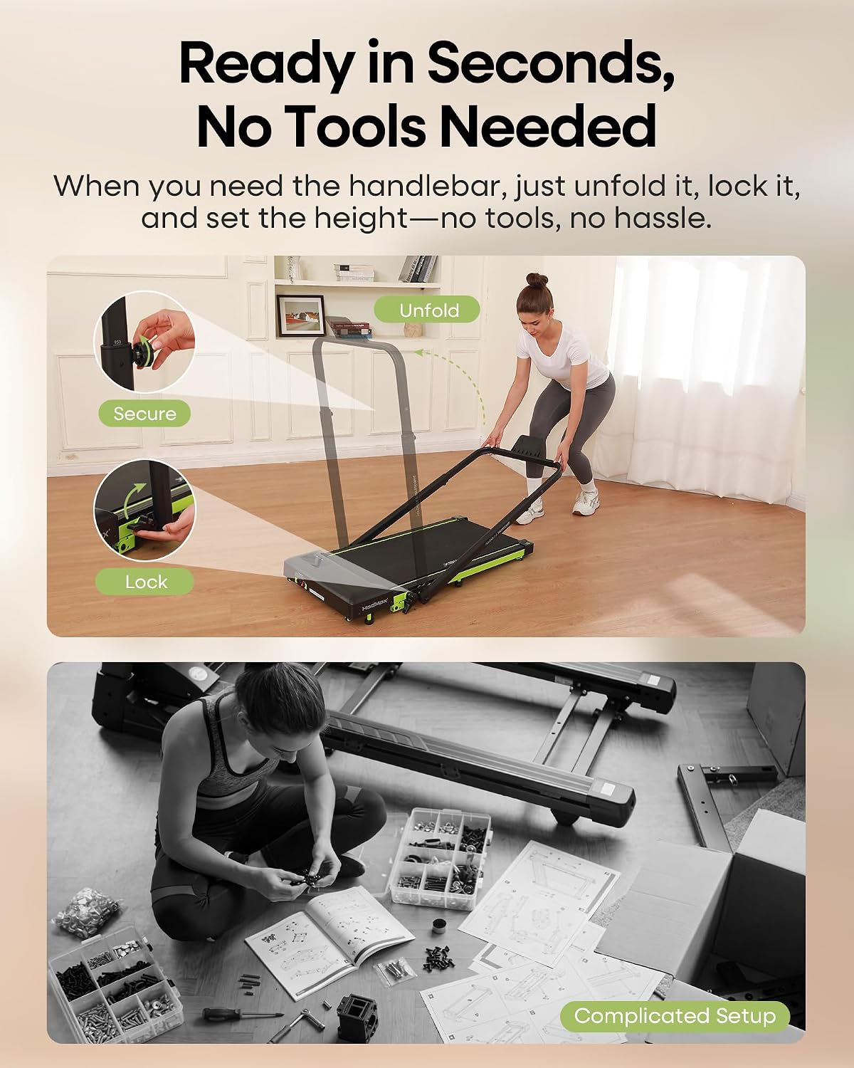 Detalle 2 de HADMAX H100 Walking Pad Treadmill with 10% Incline and Adjustable Handlebar