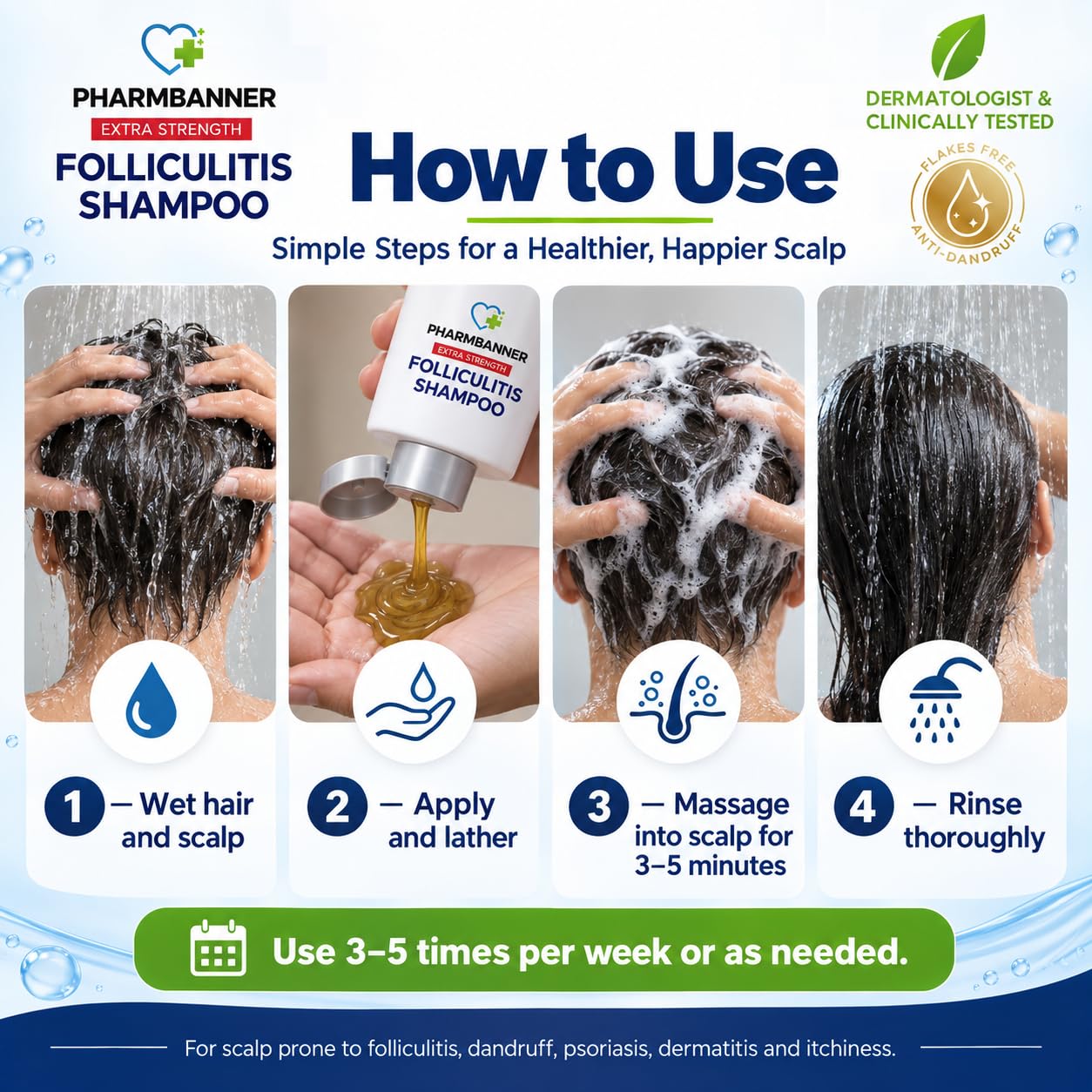 Detalle de PHARMBANNER Anti-Fungal Shampoo for Folliculitis, 8.4 fl oz