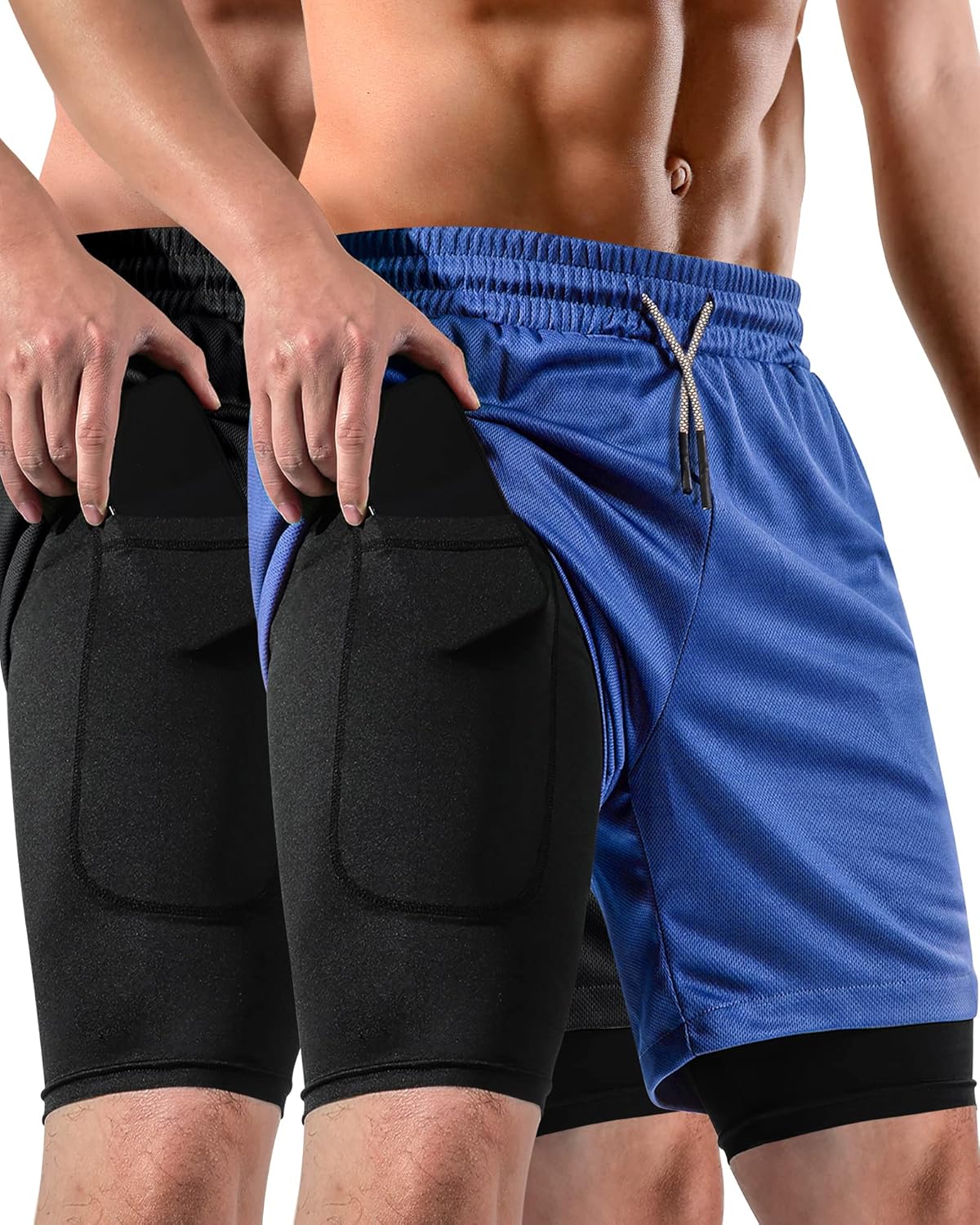 Detalle de FIONECA 2 in 1 Men’s Shorts 2-Pack (7-inch) with Pockets & Towel Loop