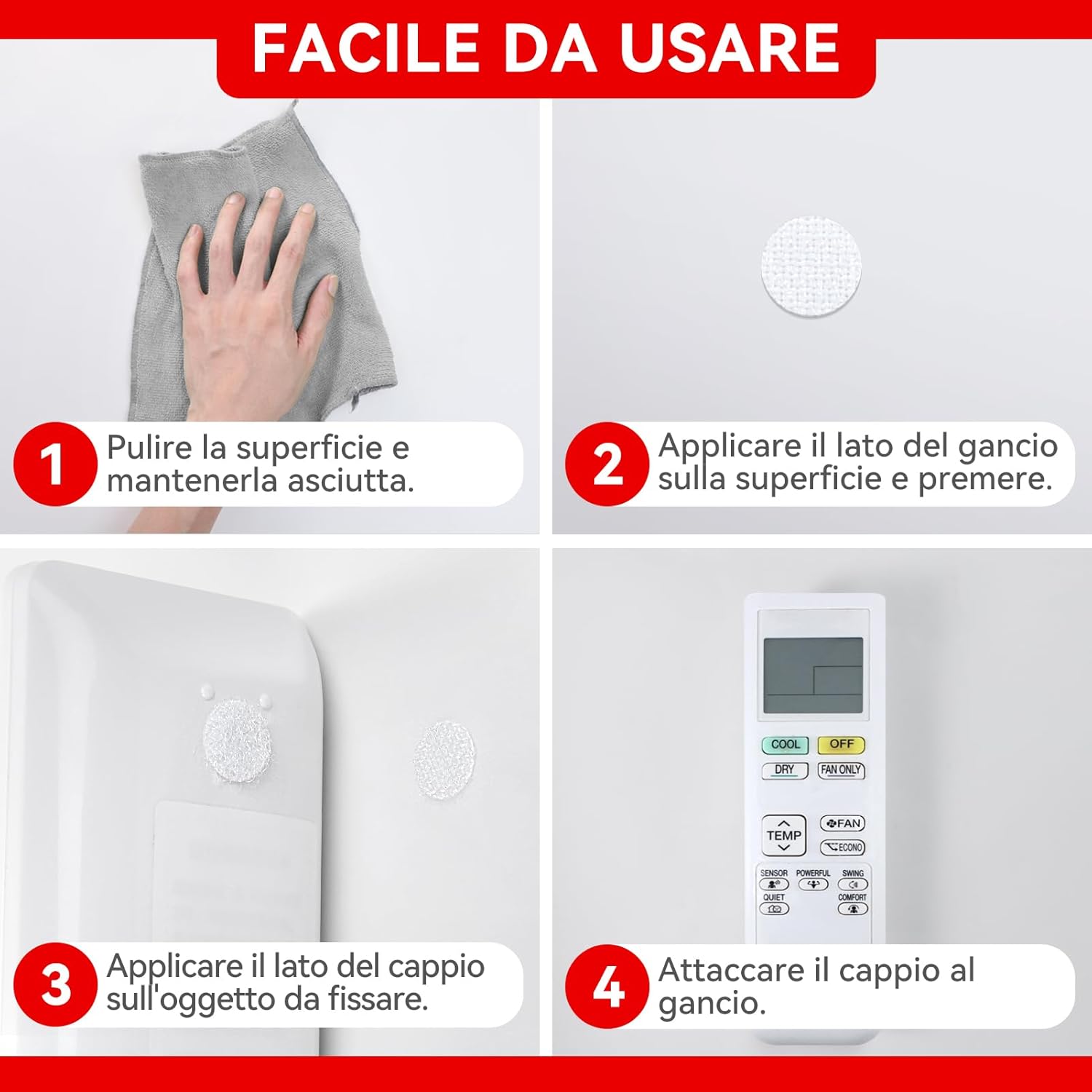 Thumbnail 6 de FIXCHORD 300 coppie di tondini adesivi tondi da 10 mm, puntini autoadesivi rimovibili con gancio e occhiello