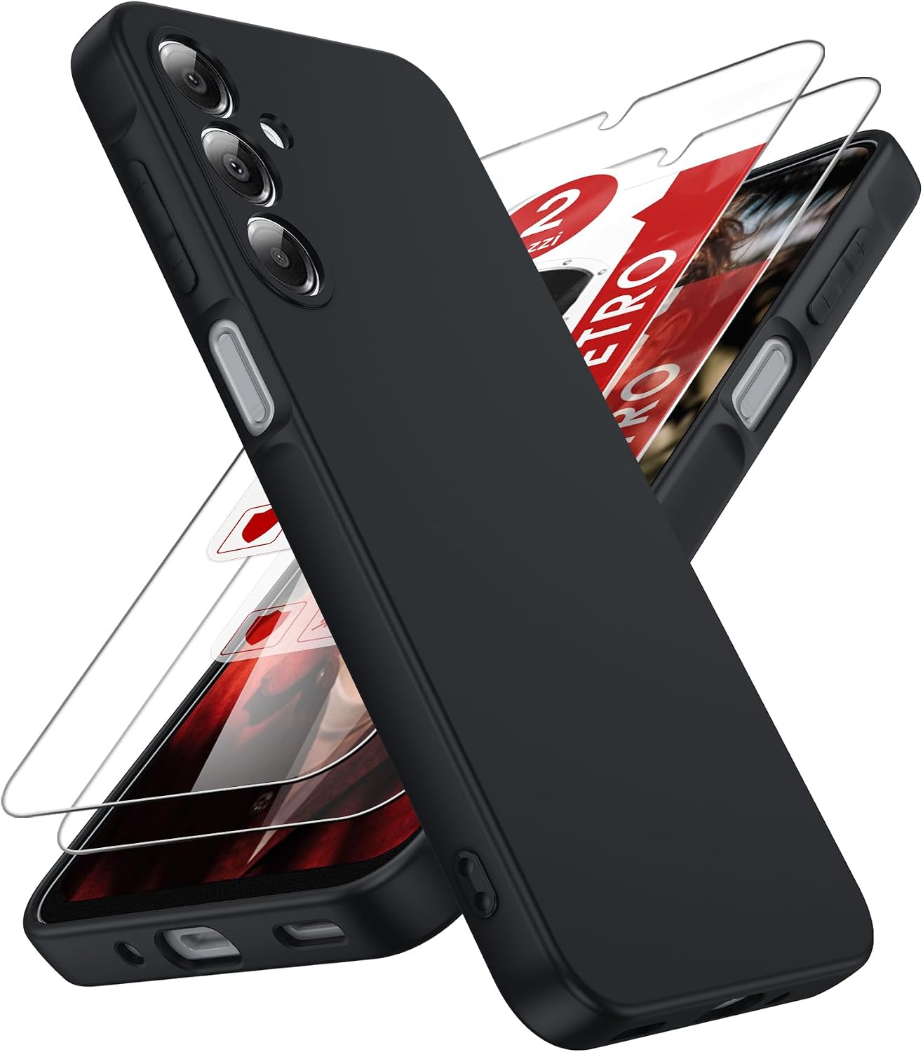 Detalle de LeYi Cover per Samsung A16 5G/4G con 2 vetri temperati e TPU ultra slim antiurto, protezione fotocamera (nero)