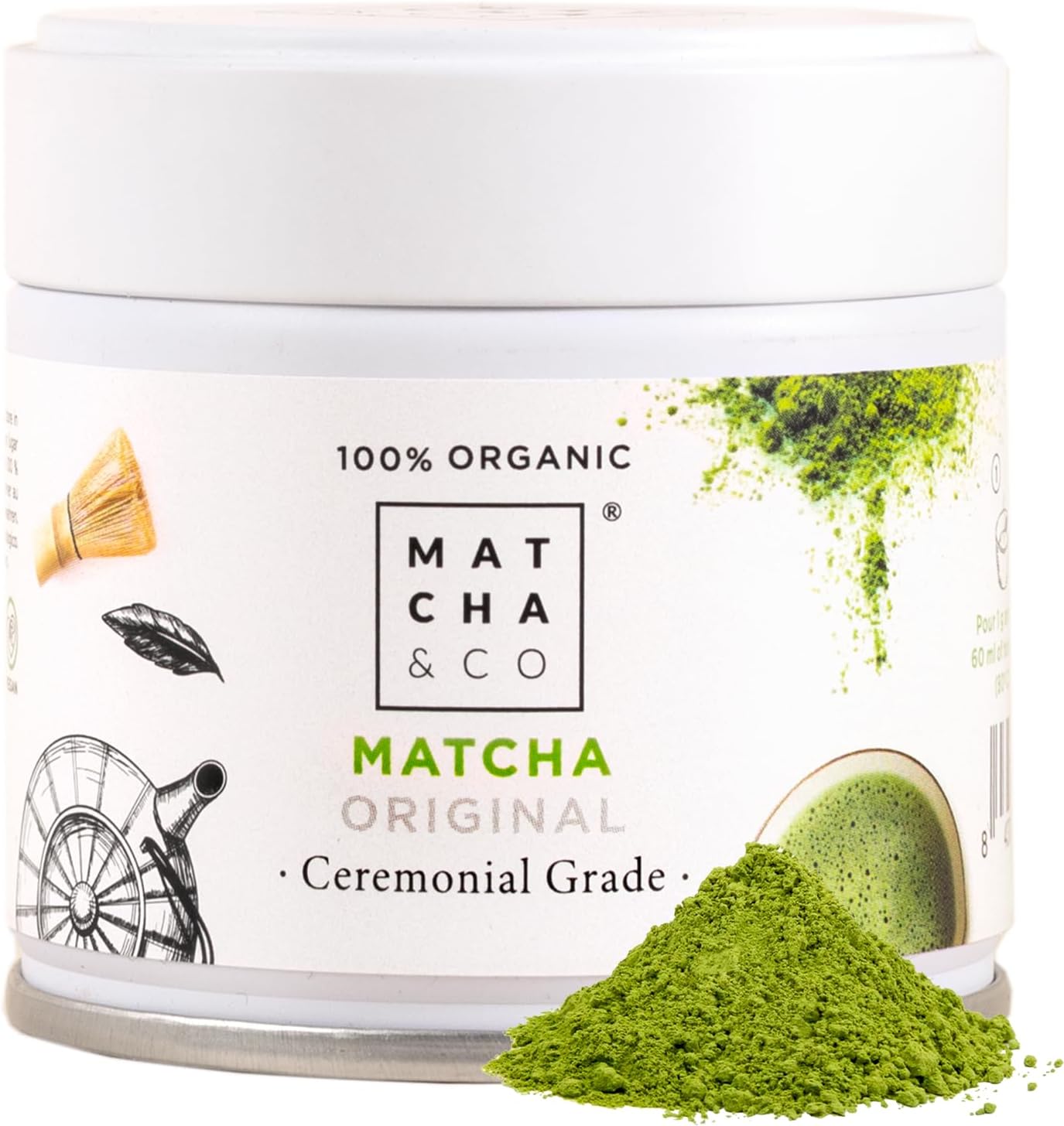 Detalle de Matcha & CO | Thé Matcha Biologique Original 100% — Qualité Cérémonielle, 30 g