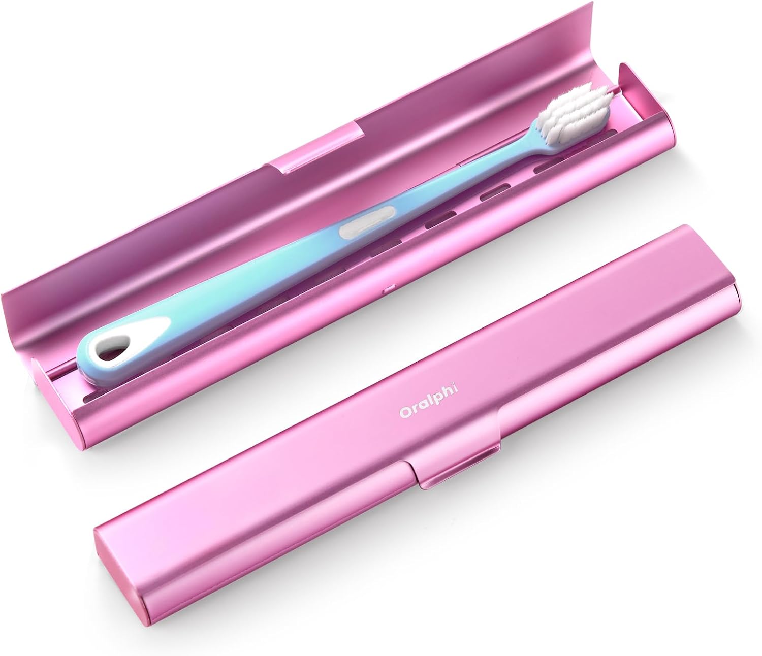 Detalle de Oralphi STO01-PK Aluminum Toothbrush Travel Case, Pink, Snap Closure