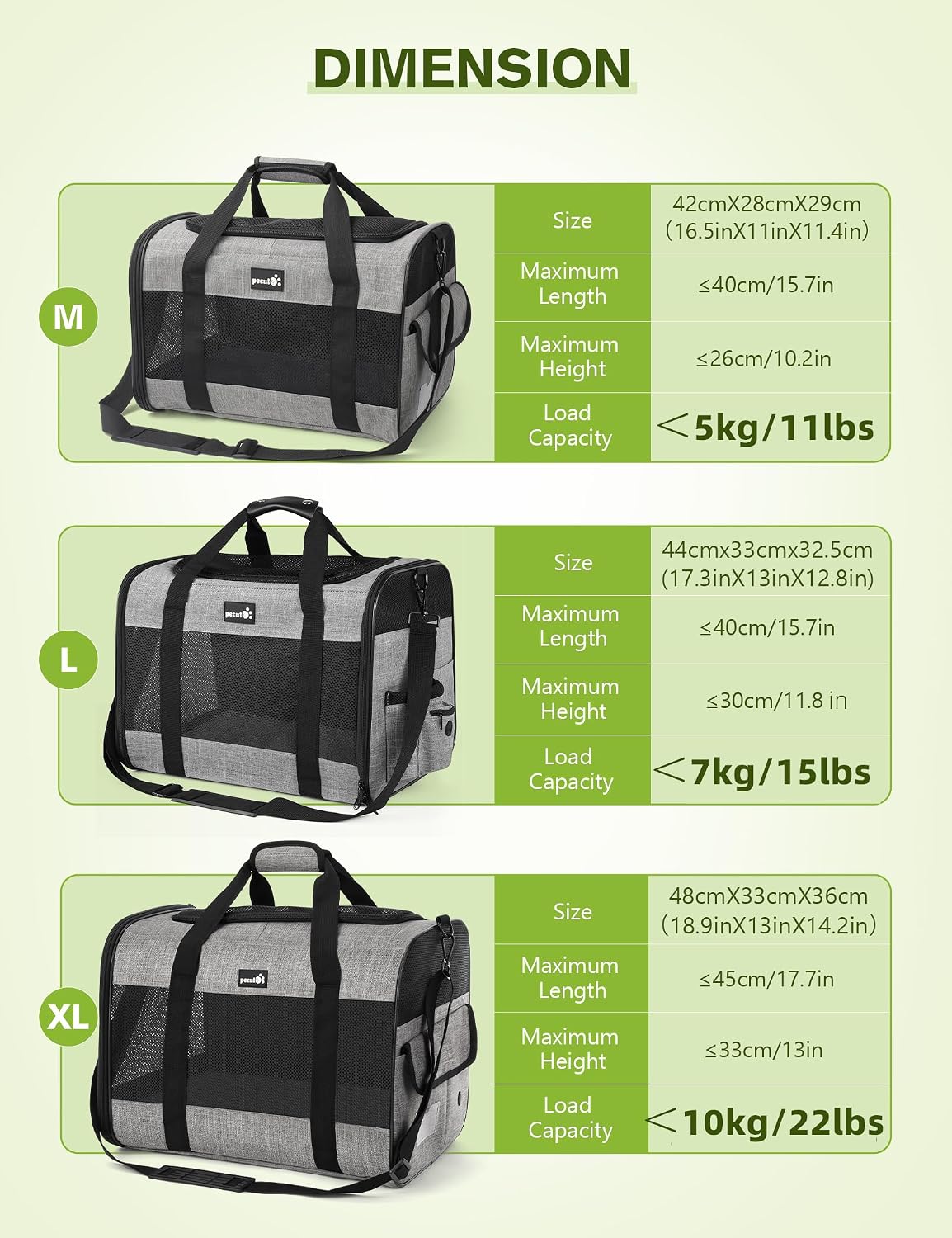 Detalle 2 de Pecute Trasportino per Gatti e Cani 9kg
