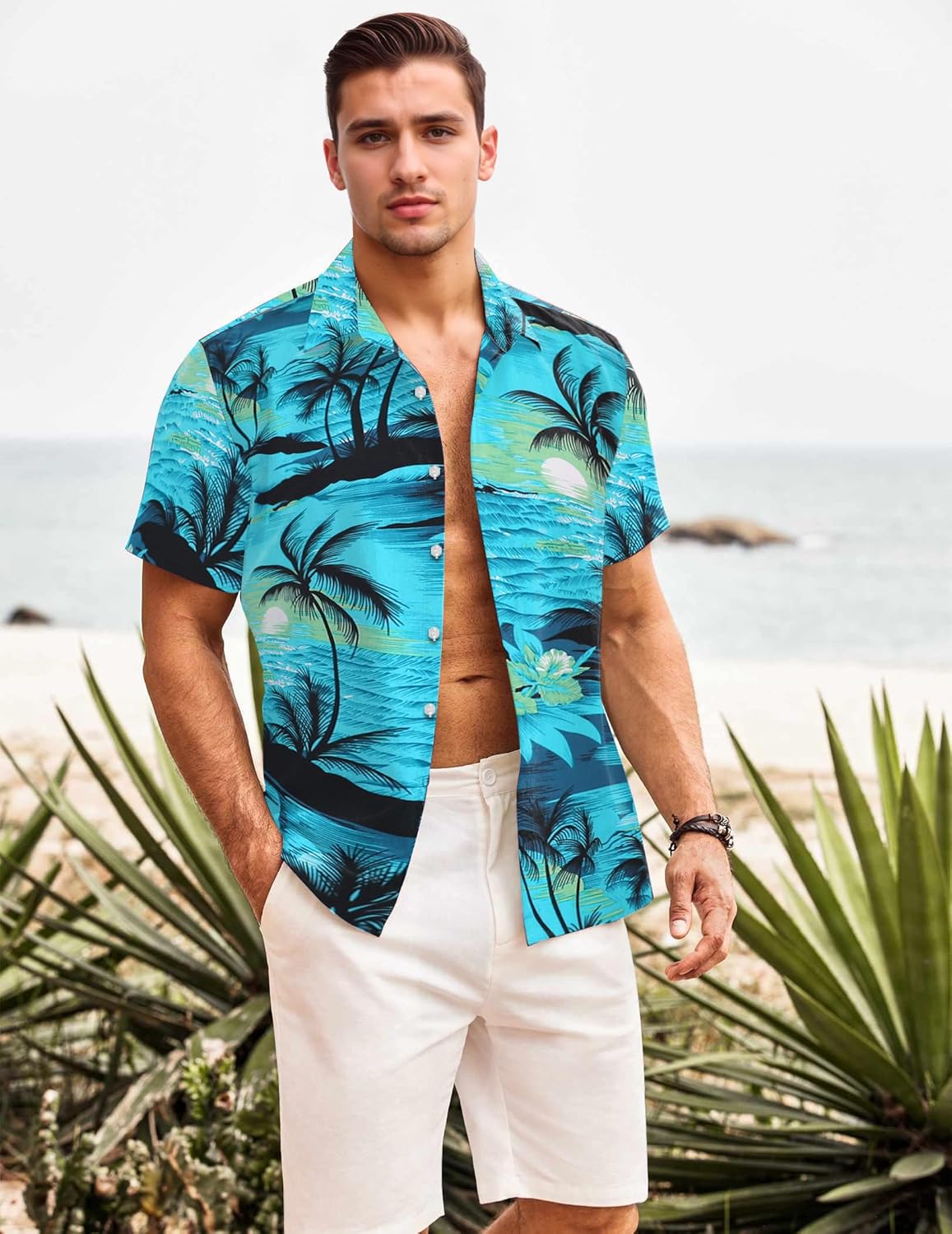 Thumbnail 2 de Gavliuu Chemise Hawaiienne Homme Manches Courtes Imprimé Tropical Léger