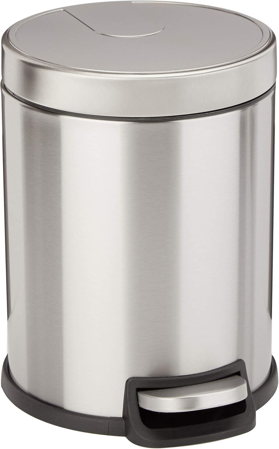 Detalle de Amazon Basics Round Cylindrical Soft-Close 5 L Trash Can with Foot Pedal – Brushed Stainless Steel