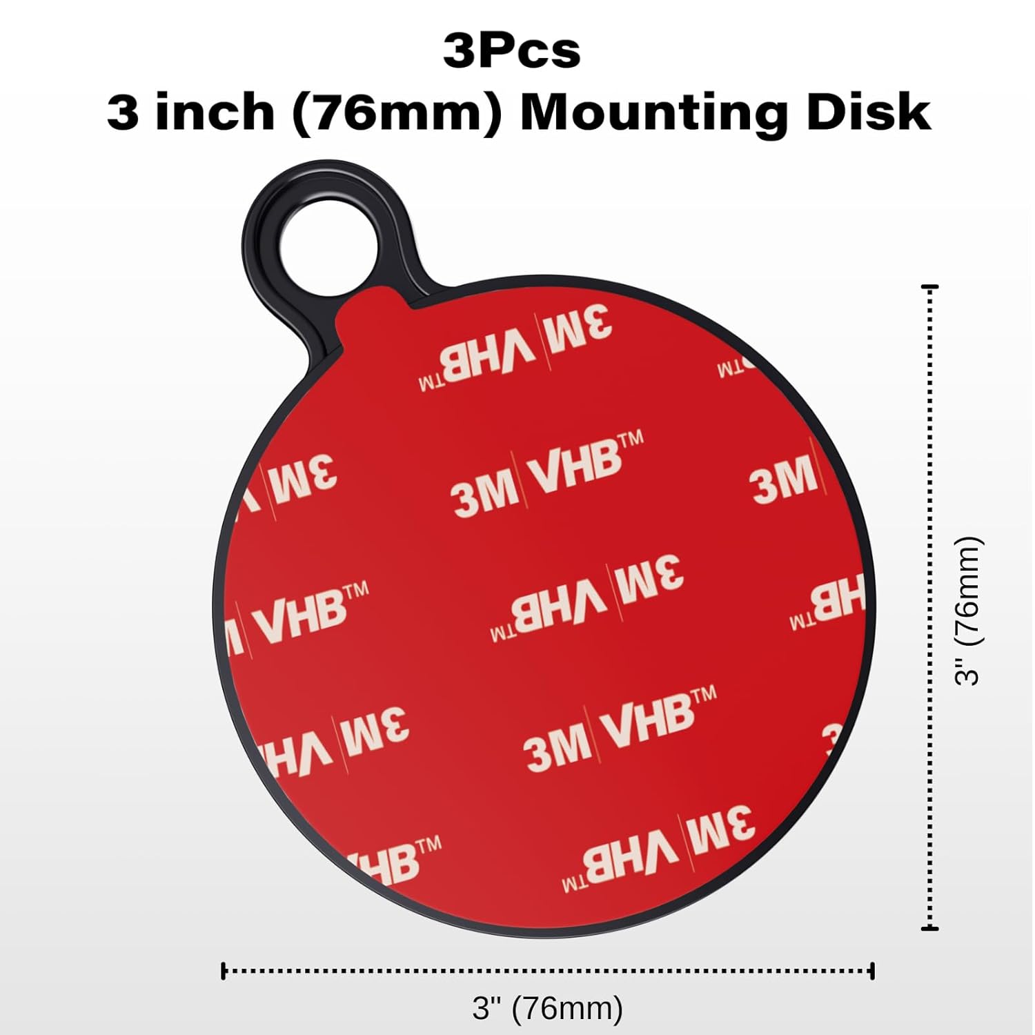 Detalle de APPS2Car 3er Set Universal Rund Dashboard Pad Mounting Klebe-Befestigungsplatten, 70 mm Durchmesser