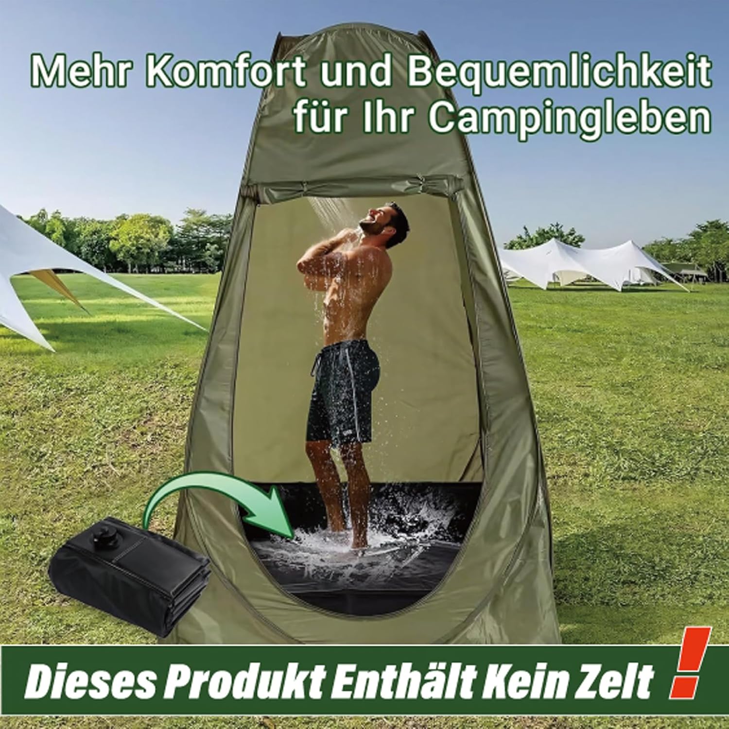 Detalle 2 de GOZYLA faltbare Duschbasis für Camping & Outdoor – tragbare Duschwanne mit Ablaufschlauch
