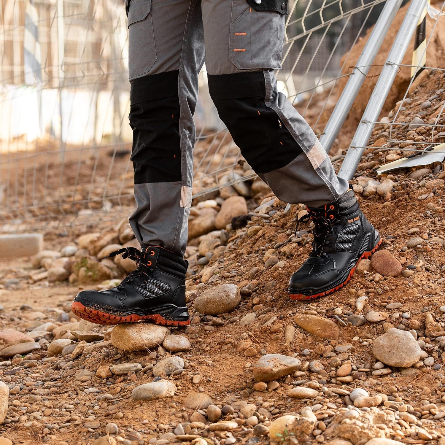 Detalle de BLACK HAMMER Sicherheitsstiefel Herren S3 SRC – leichte, metallfreie Sicherheitsschuhe mit Kevlar Zwischensohle