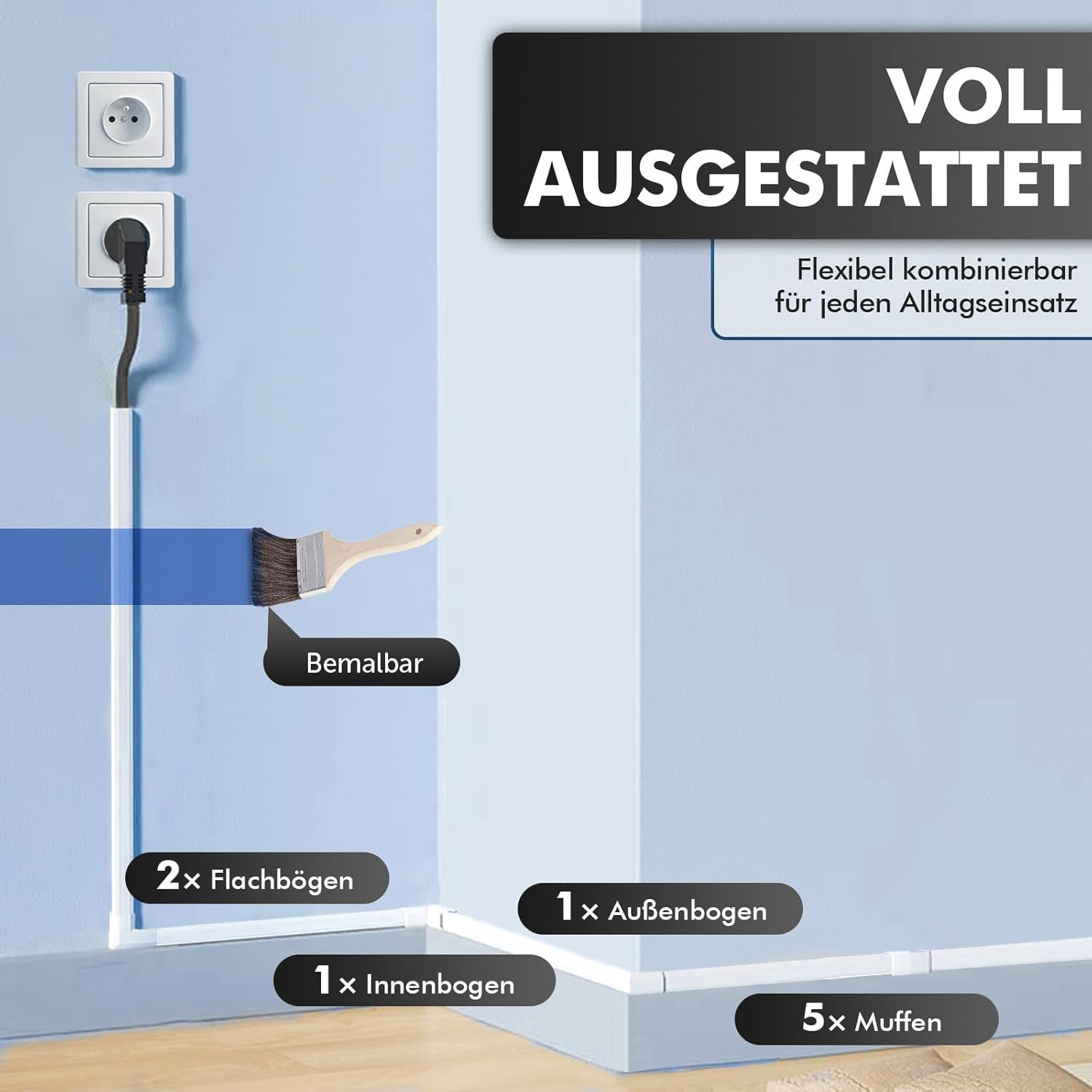 Thumbnail 5 de shinfly 2,4 m Kabelkanal Weiß 🧰