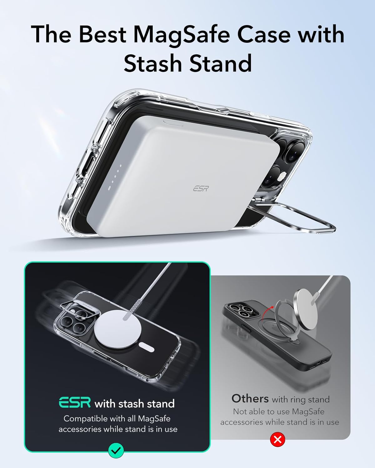 Thumbnail 2 de ESR iPhone 16 Pro Case (MagSafe) with Stash Stand, Clear Military-Grade Protection