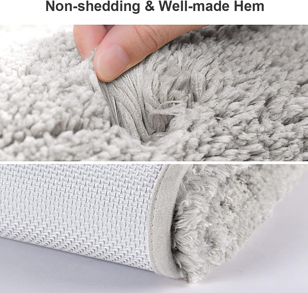 Thumbnail 3 de VANZAVANZU Lot de Tapis de Bain Antidérapants épais 50 x 80 cm + Tapis Contour WC 50 x 60 cm – Gris clair