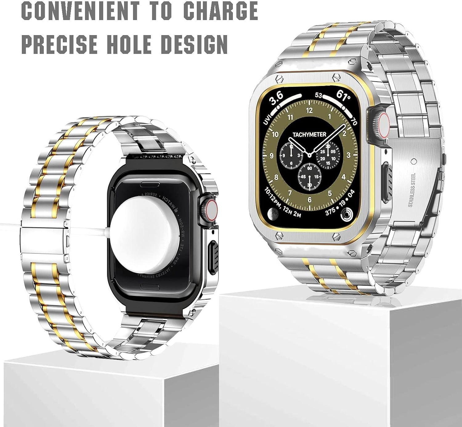 Thumbnail 2 de MioHHR Stainless Steel Watch Band with Case for Apple Watch — 38/40/41/42/44/45/46/49mm