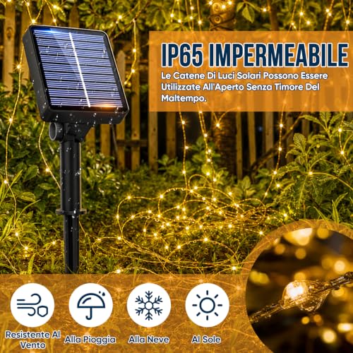 Thumbnail 6 de Hoteril Luci Solari da Esterno 2 Pacchi 15+2M 150 LED IP65 – Decorazioni per Giardino, Patio e Alberi