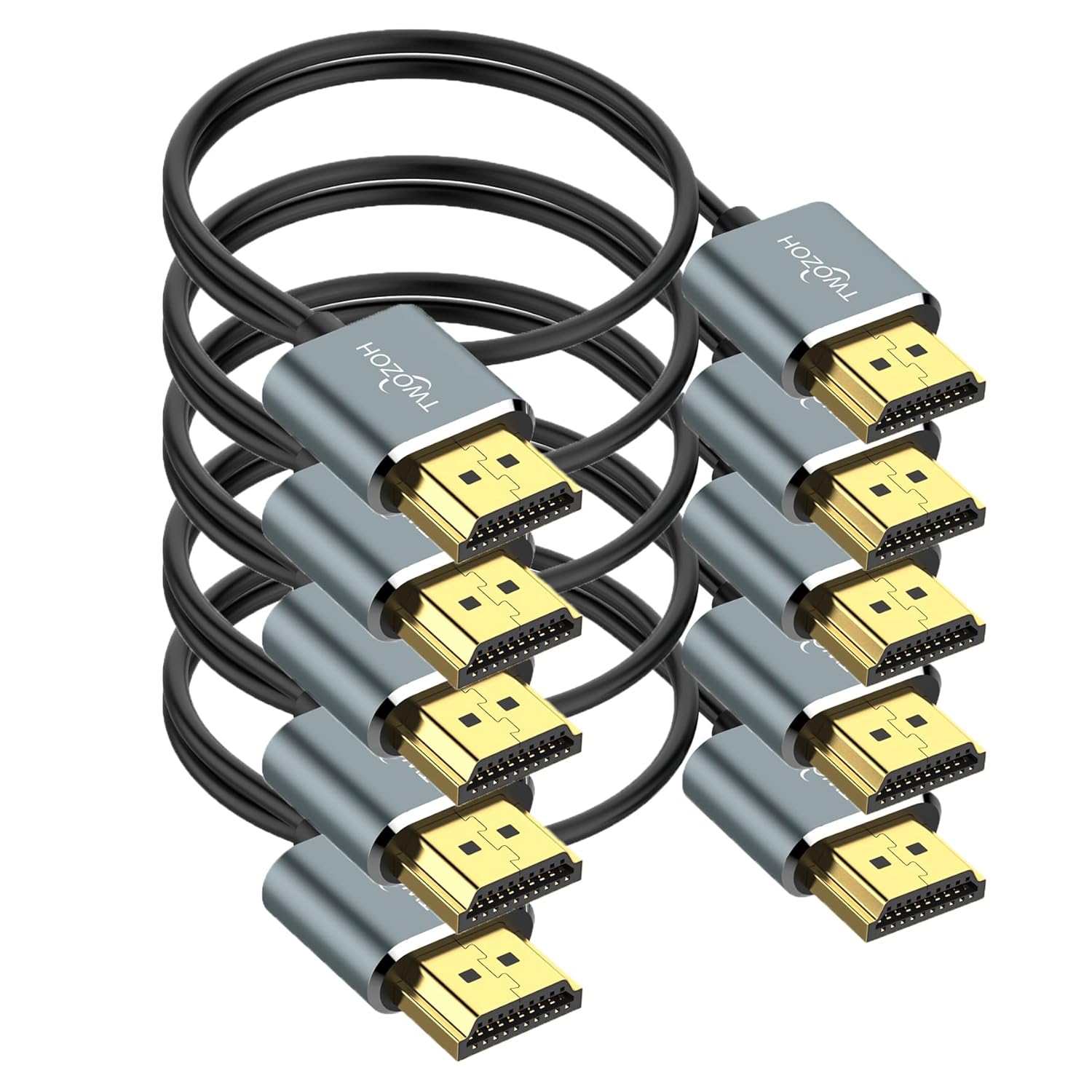 Detalle de Twozoh Ultradünnes 4K HDMI Kabel 3 m – 5er Pack, Slim & Flexibel