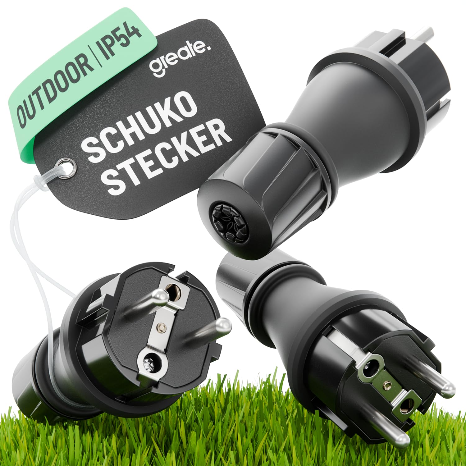 Detalle de greate 501400-3 Schuko-stekker IP54, 230 V met trekontlasting, 3 stuks