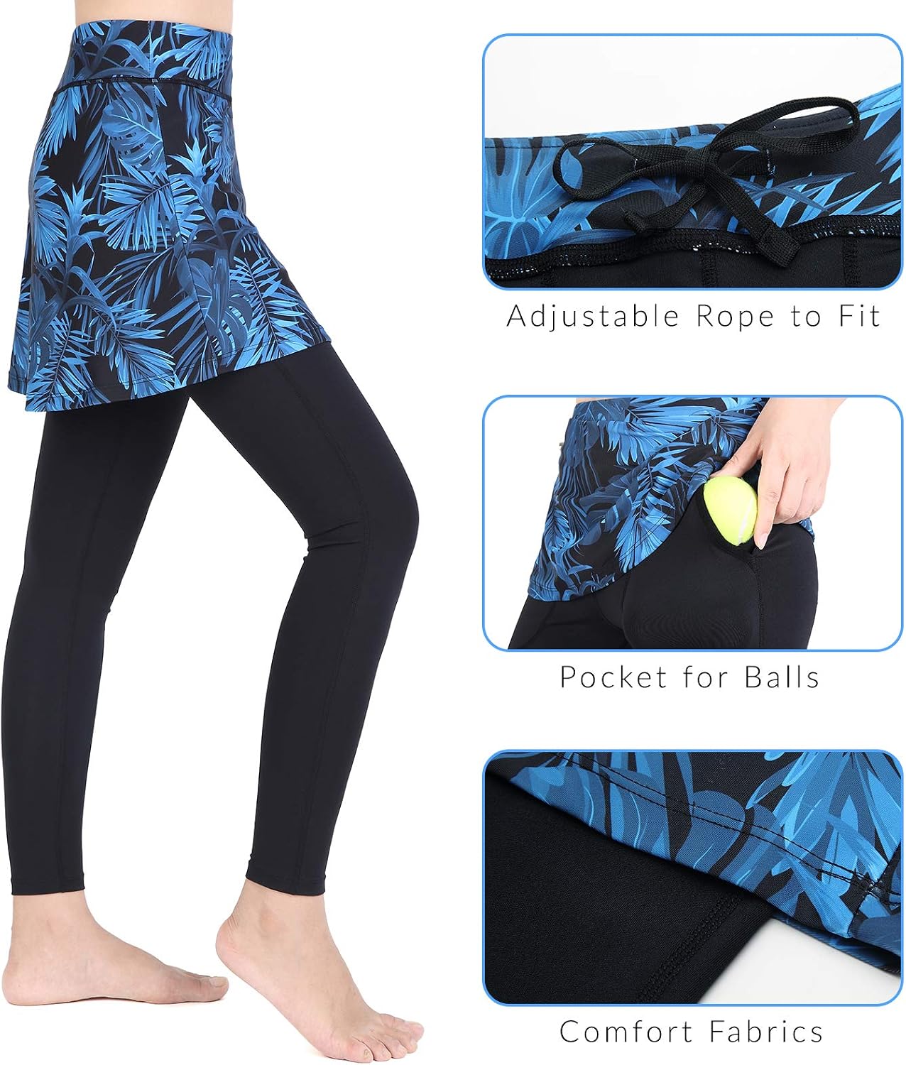 Detalle 2 de ANIVIVO Women's Skirted Leggings, 3/4-Length