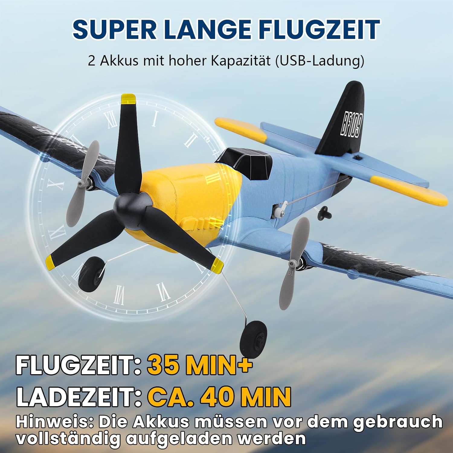 Detalle 1 de Henakmsl BF109 RC Flugzeug 3-Kanal