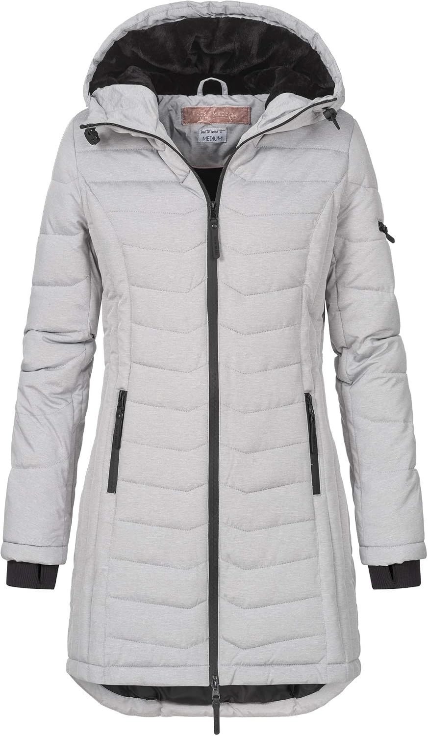 Detalle de Sublevel Damen Übergangsjacke mit Kapuze – sportlicher Steppmantel für Herbst/Winter