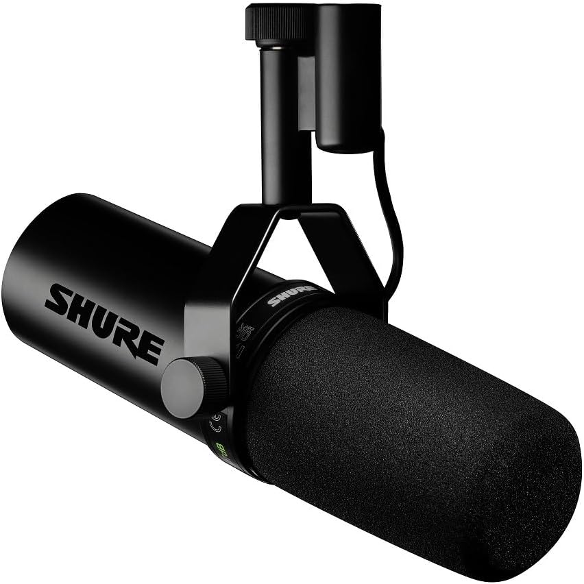 Shure SM7dB Dynamic Vocal Microphone with Built-in Preamp (XLR, Black) for Streaming, Podcasting, and Recording