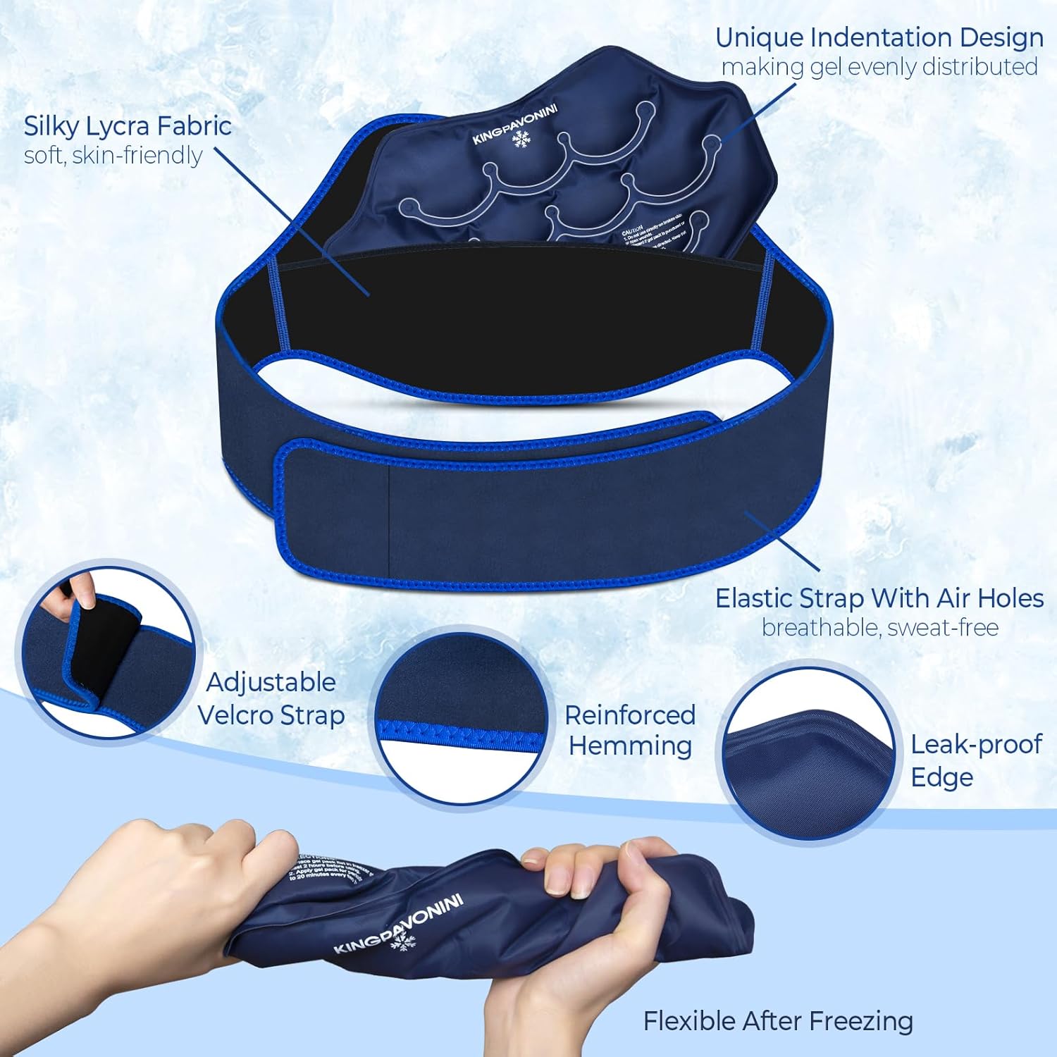 Detalle de KingPavonini Extra Large Back Ice Pack with Extension Strap (2 Pack)