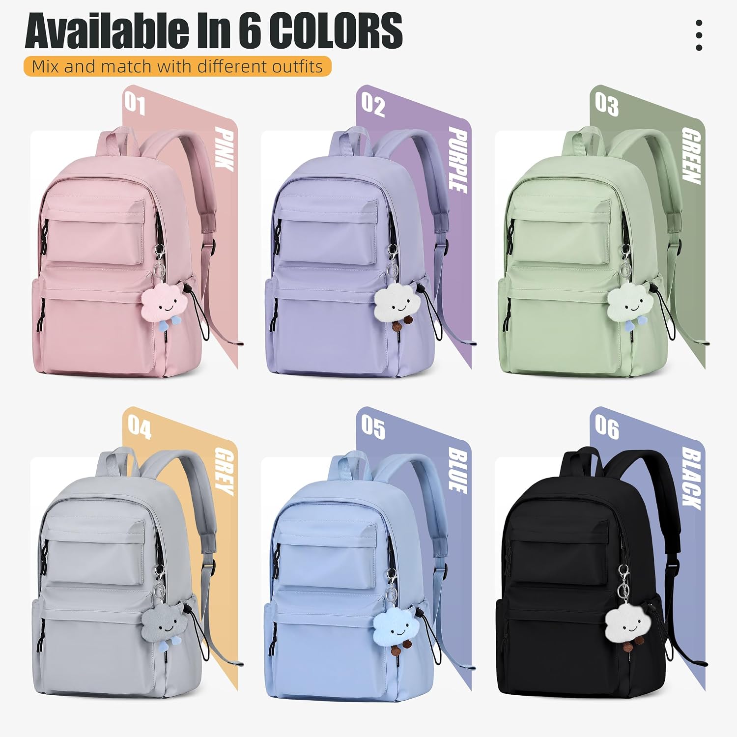 Detalle 2 de BECOJADDE Backpack Womens School Bag – Lightweight, Water-Resistant, 15.6’’ Laptop, Anti-Theft Pocket