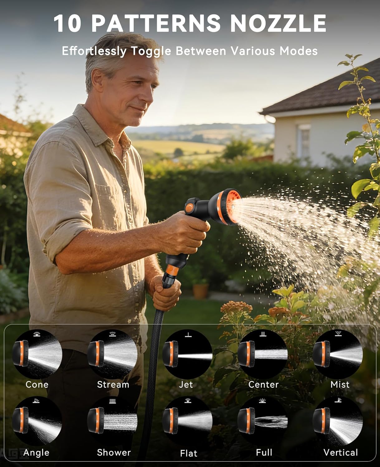 Thumbnail 4 de SUNPOW Retractable Hose Reel (16mm x 20m) with 10-Function Nozzle, Auto Rewind & 180° Swivel Wall Bracket