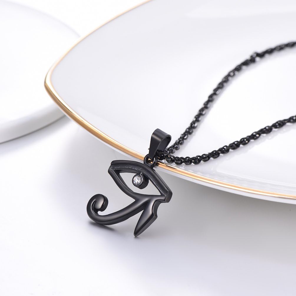 Thumbnail 1 de Collier homme PROSTEEL Œil d’Horus avec strass, chaîne 55 cm + extension et pendentif en acier inox/plaqué or jaune