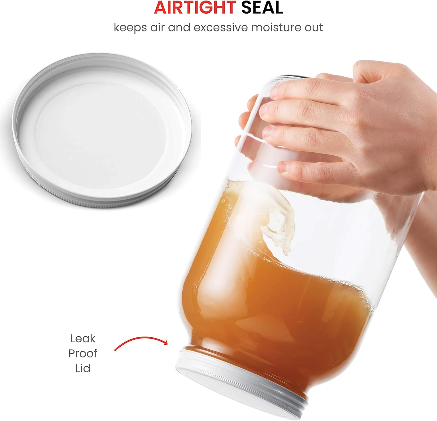 Detalle 2 de 1 Gallon Glass Jar with Lid – 2 Pack, Wide Mouth, Airtight Metal Lids, BPA-Free & Dishwasher Safe