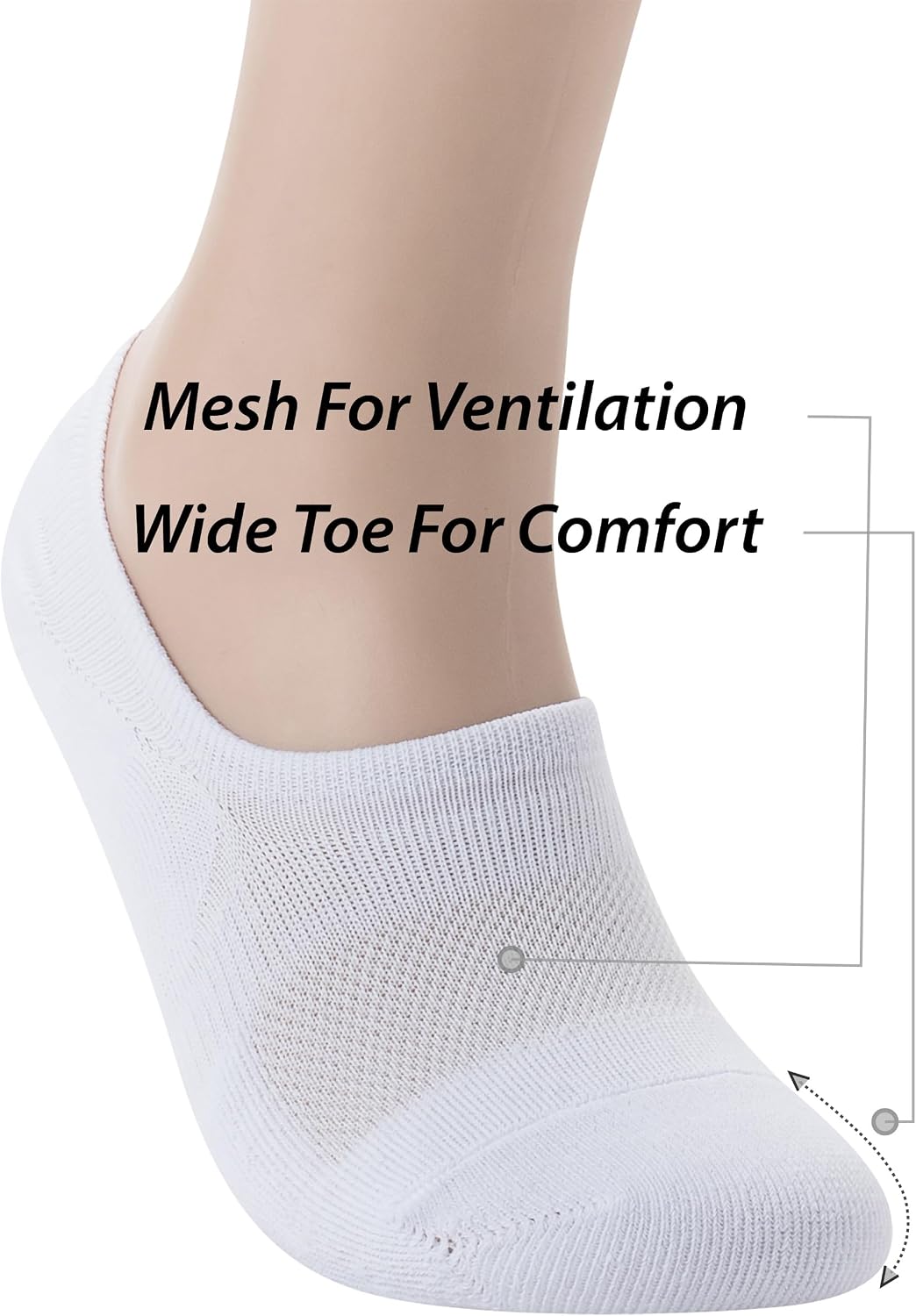 Thumbnail 5 de Pro Mountain No Show Socks with Wide Toe Box (Unisex) for Health & Bunion Support, Cotton Cushion Footies (Size S–X-Large)
