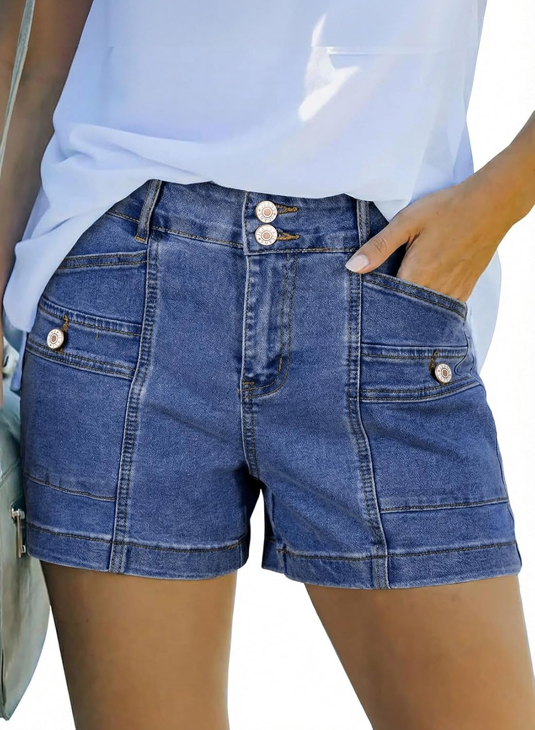 Thumbnail 4 de Astylish Women’s High-Waisted Double-Button Fly Denim Shorts
