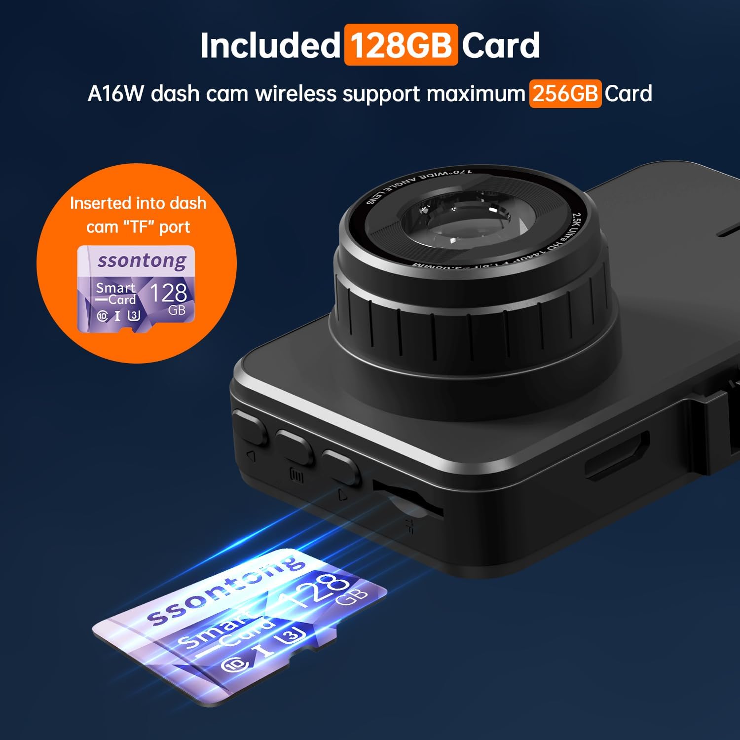 Detalle 2 de Dash Cam WiFi 2.5K QHD 1440P 128GB Dashcam